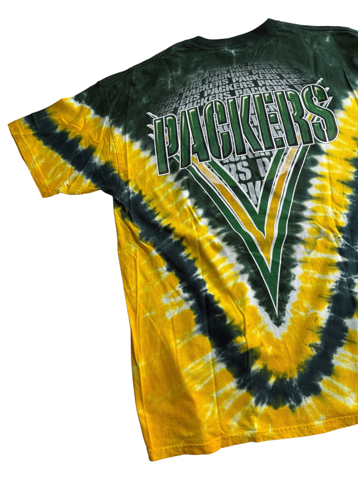 Green Bay Packers Tie Dye NFL Majestic Double Sided Graphic Tshirt