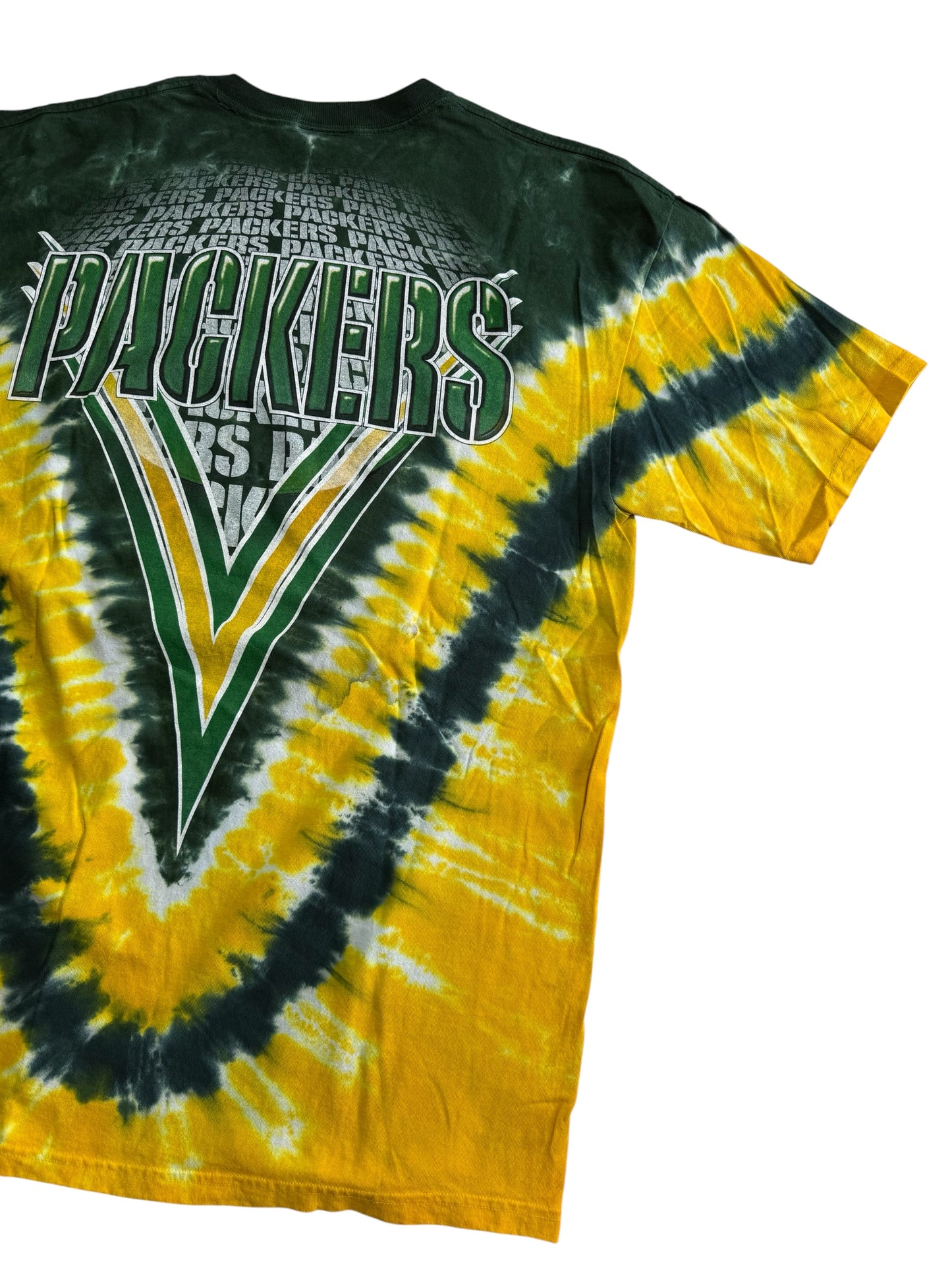 Green Bay Packers Tie Dye NFL Majestic Double Sided Graphic Tshirt