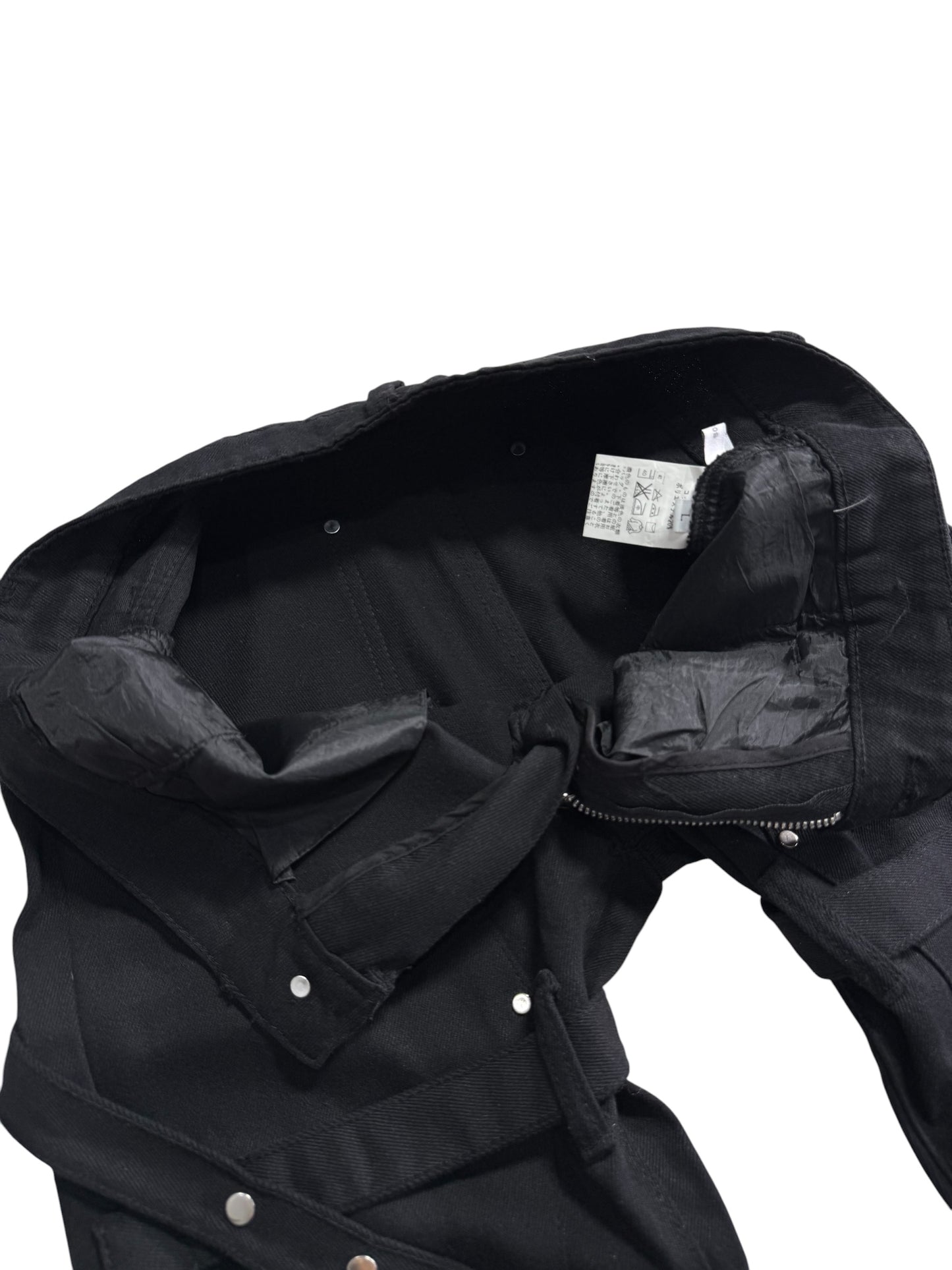 Japanese Strap Detail Flared Utility Pants Black Bondage Cargo Buckle Punk Trousers