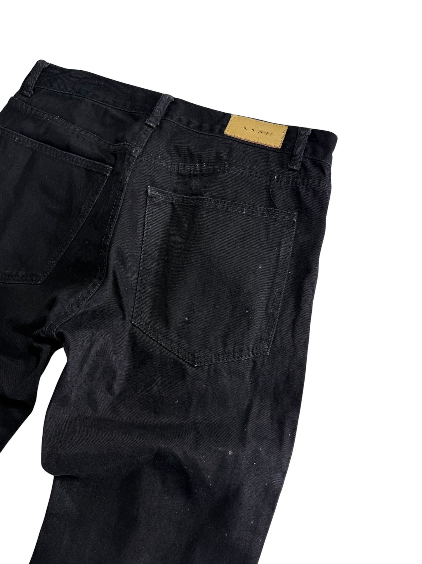 Mnml Custom Skull Patch Black Denim Jeans Gothic Punk Pants