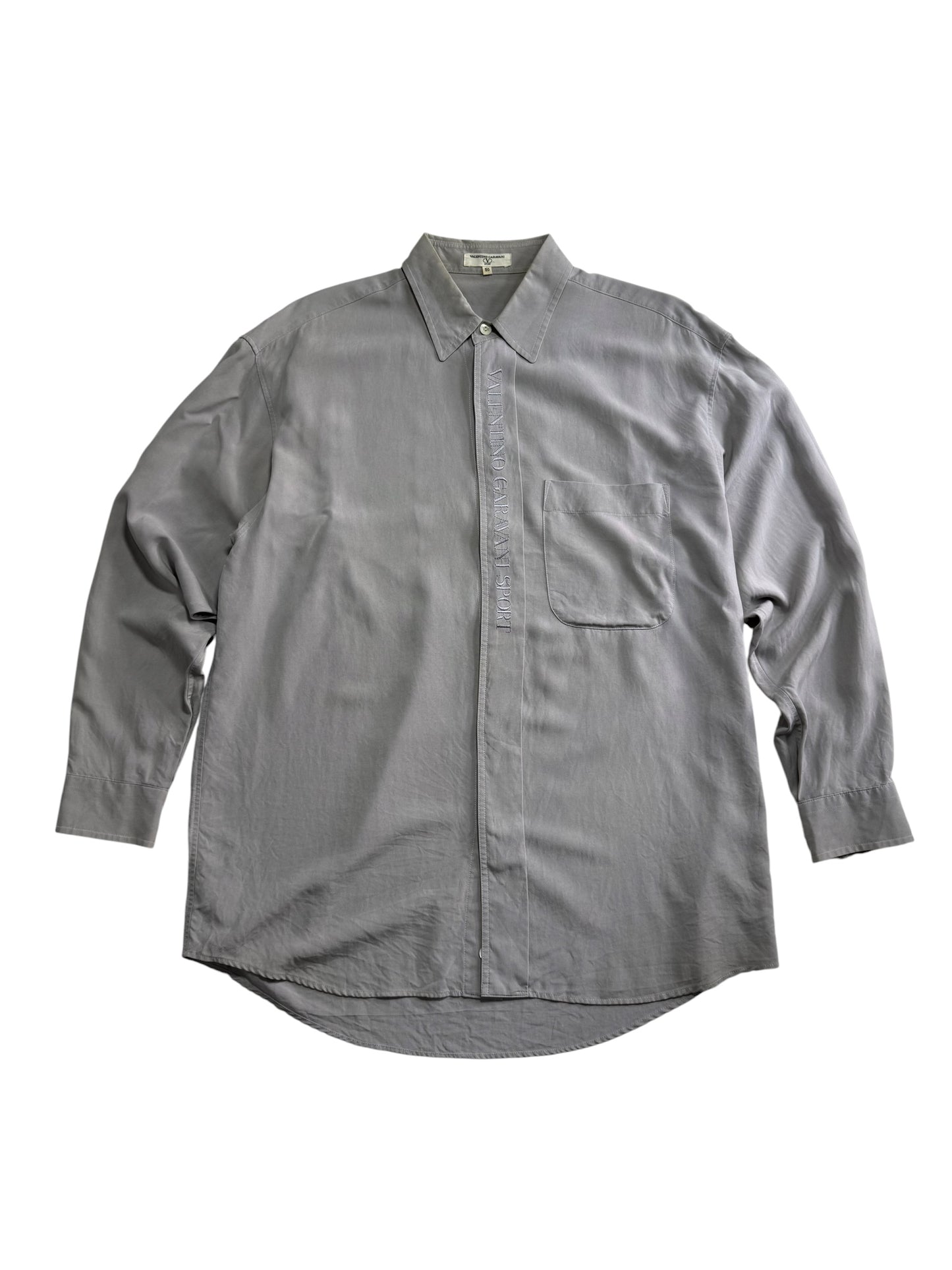 Vintage 80s/90s Valentino Garavani Sport Silk Shirt Embroidered Logo Made in Japan