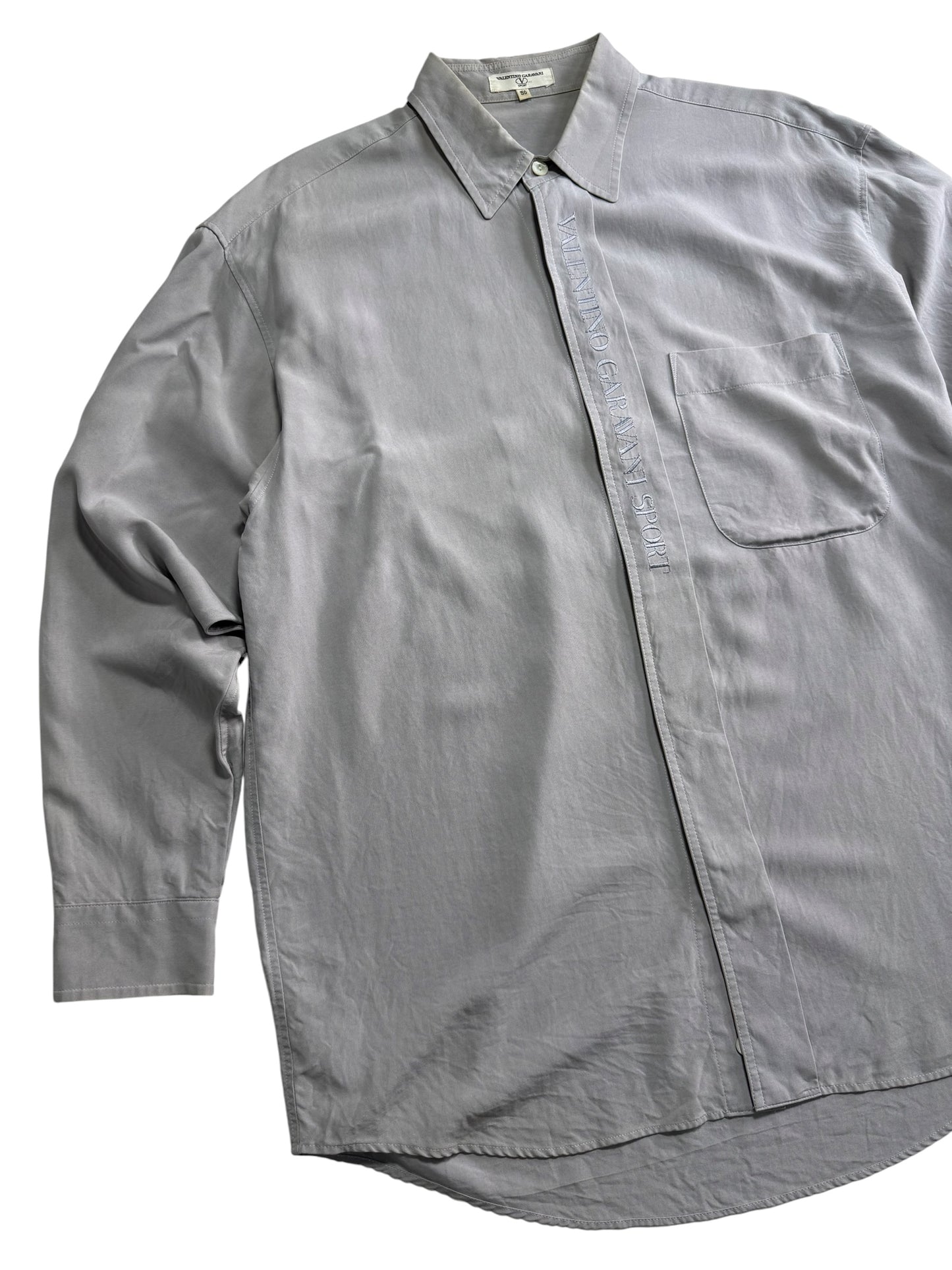 Vintage 80s/90s Valentino Garavani Sport Silk Shirt Embroidered Logo Made in Japan