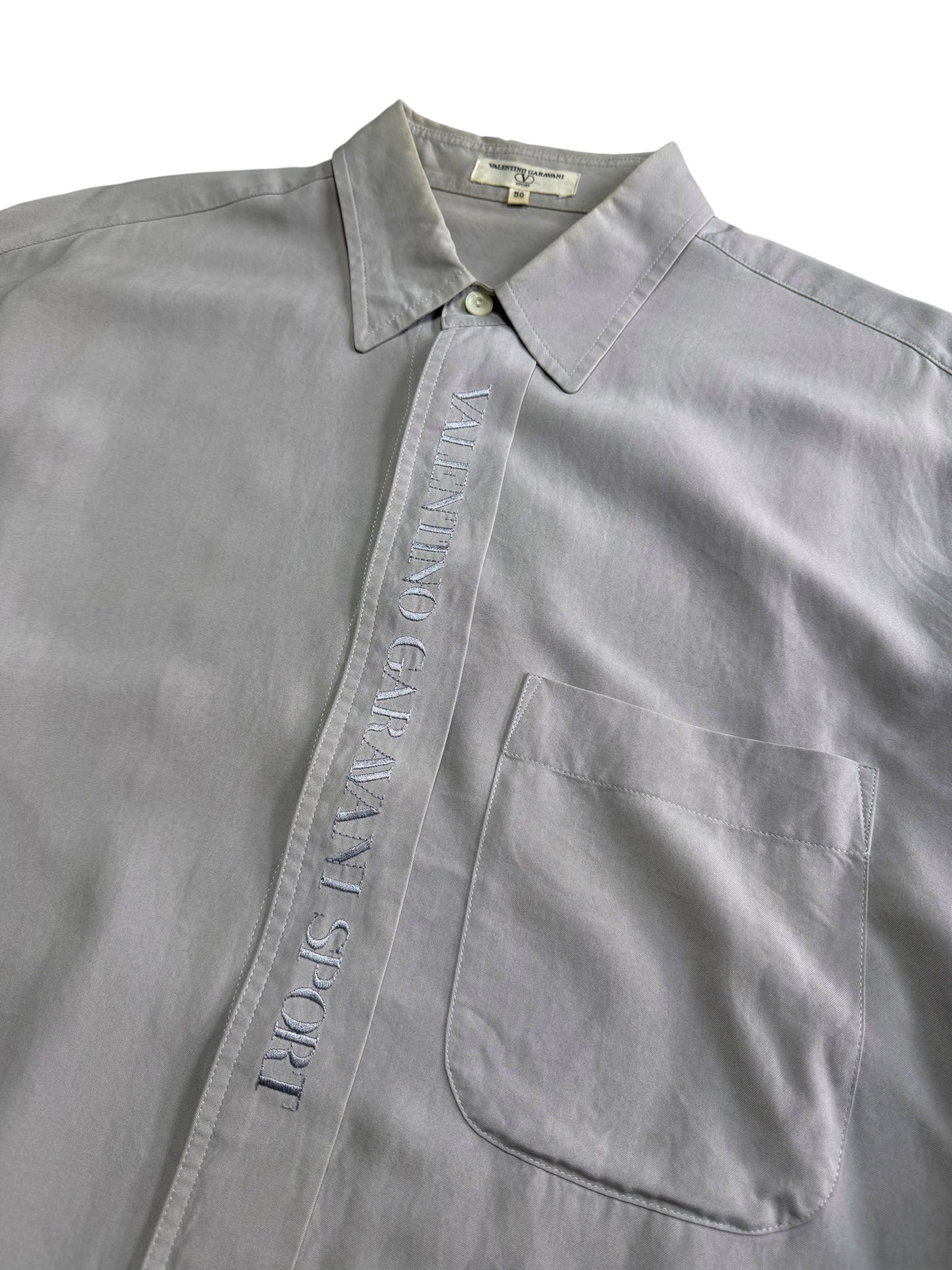 Vintage 80s/90s Valentino Garavani Sport Silk Shirt Embroidered Logo Made in Japan