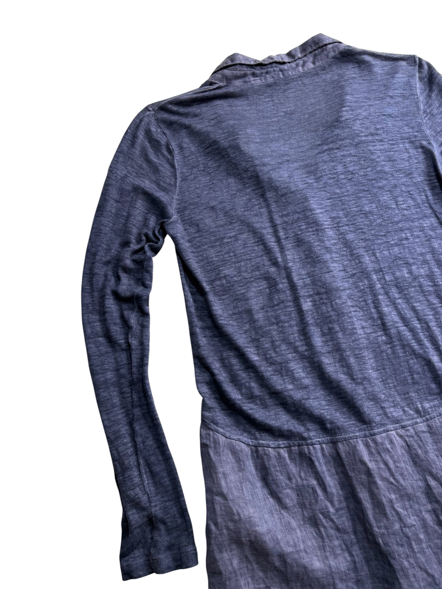120% Lino Linen Shirt Dress Long Sleeve Blue Made in Italy