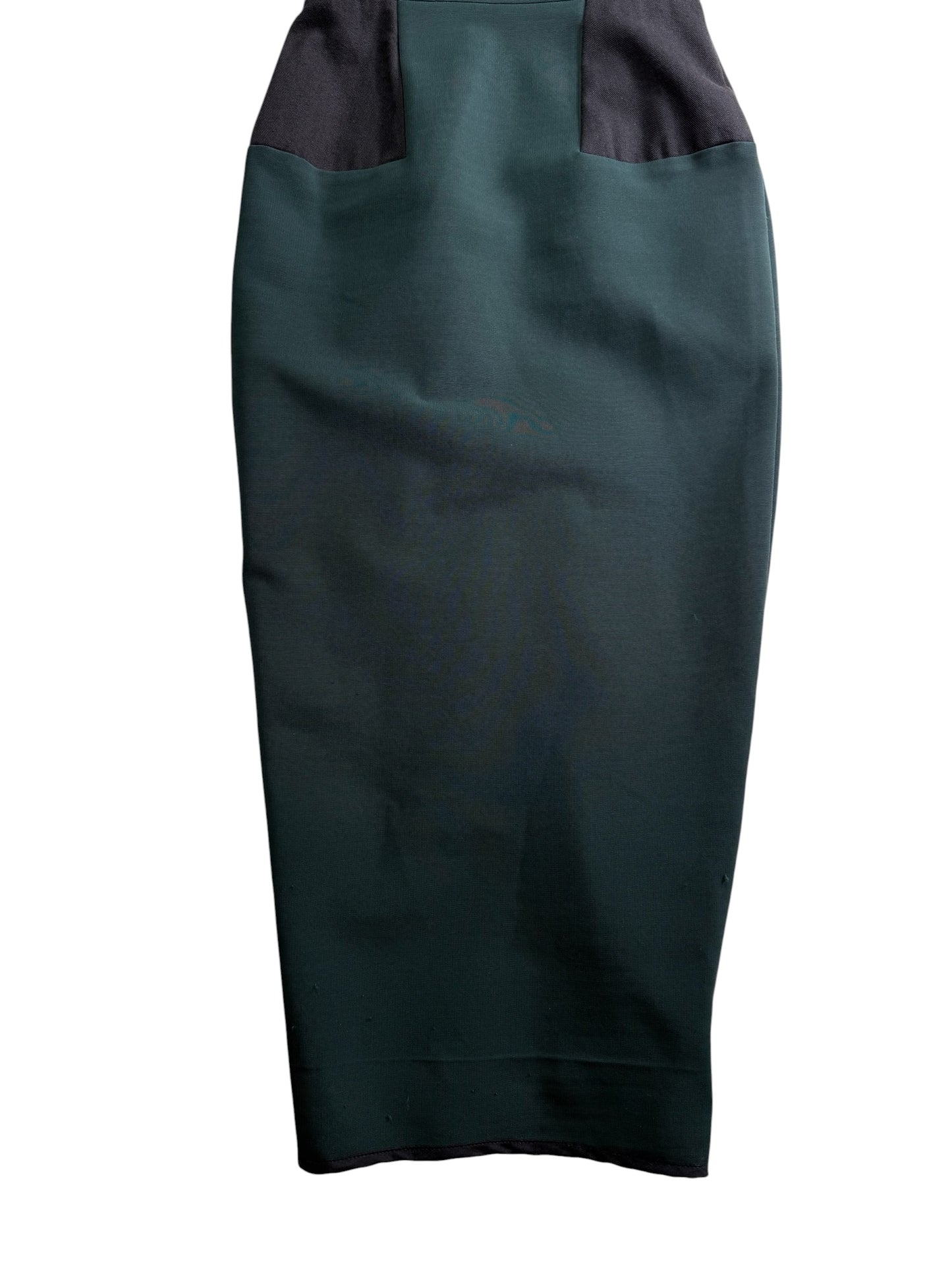 Victoria Beckham Colorblock Sheath Midi Dress Green Black Tailored Bodycon