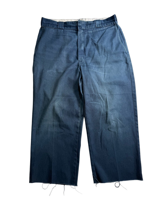 Vintage Dickies Cut-Off Work Pants Distressed Hem Blue Workwear