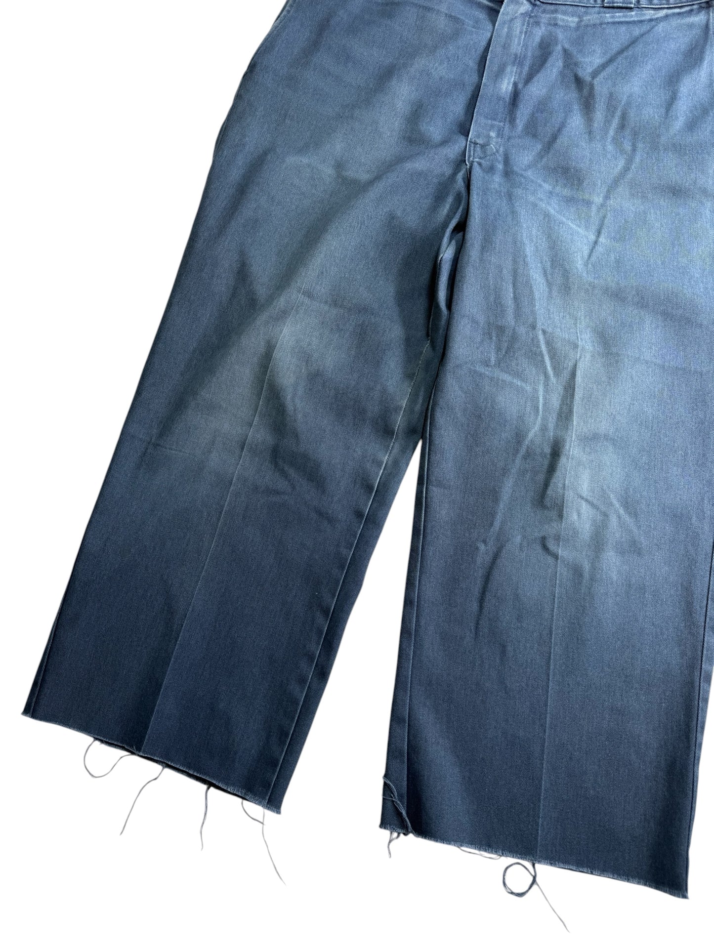 Vintage Dickies Cut-Off Work Pants Distressed Hem Blue Workwear