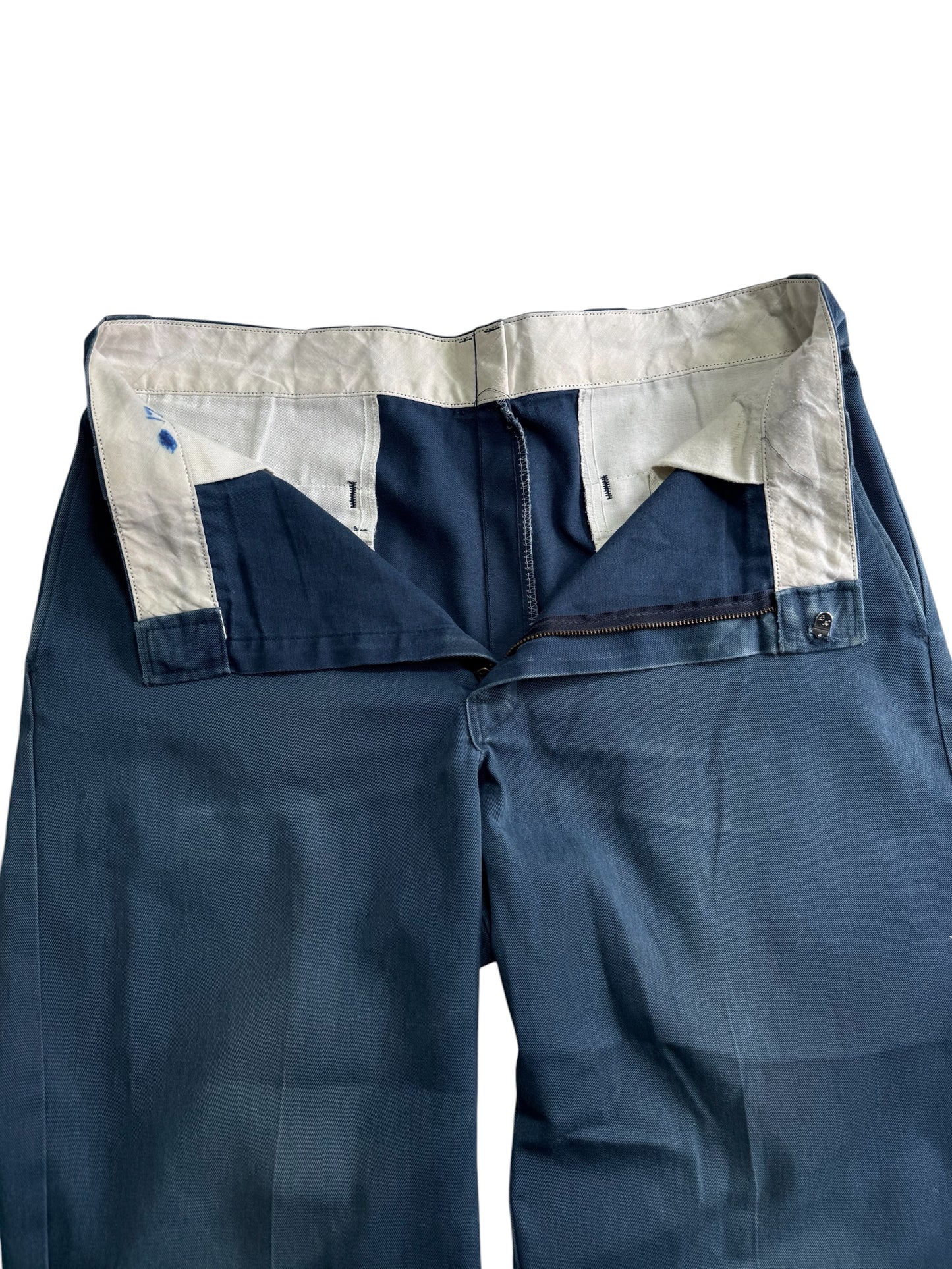 Vintage Dickies Cut-Off Work Pants Distressed Hem Blue Workwear