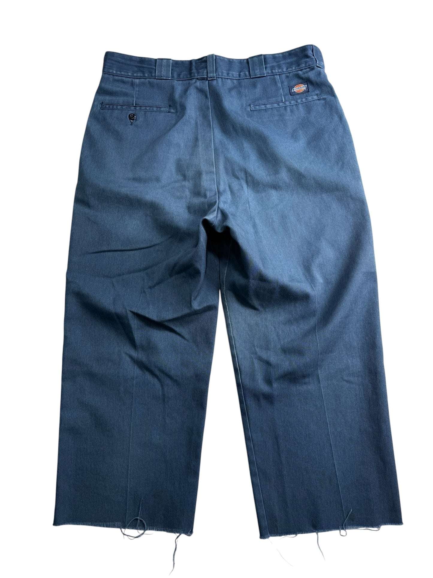 Vintage Dickies Cut-Off Work Pants Distressed Hem Blue Workwear