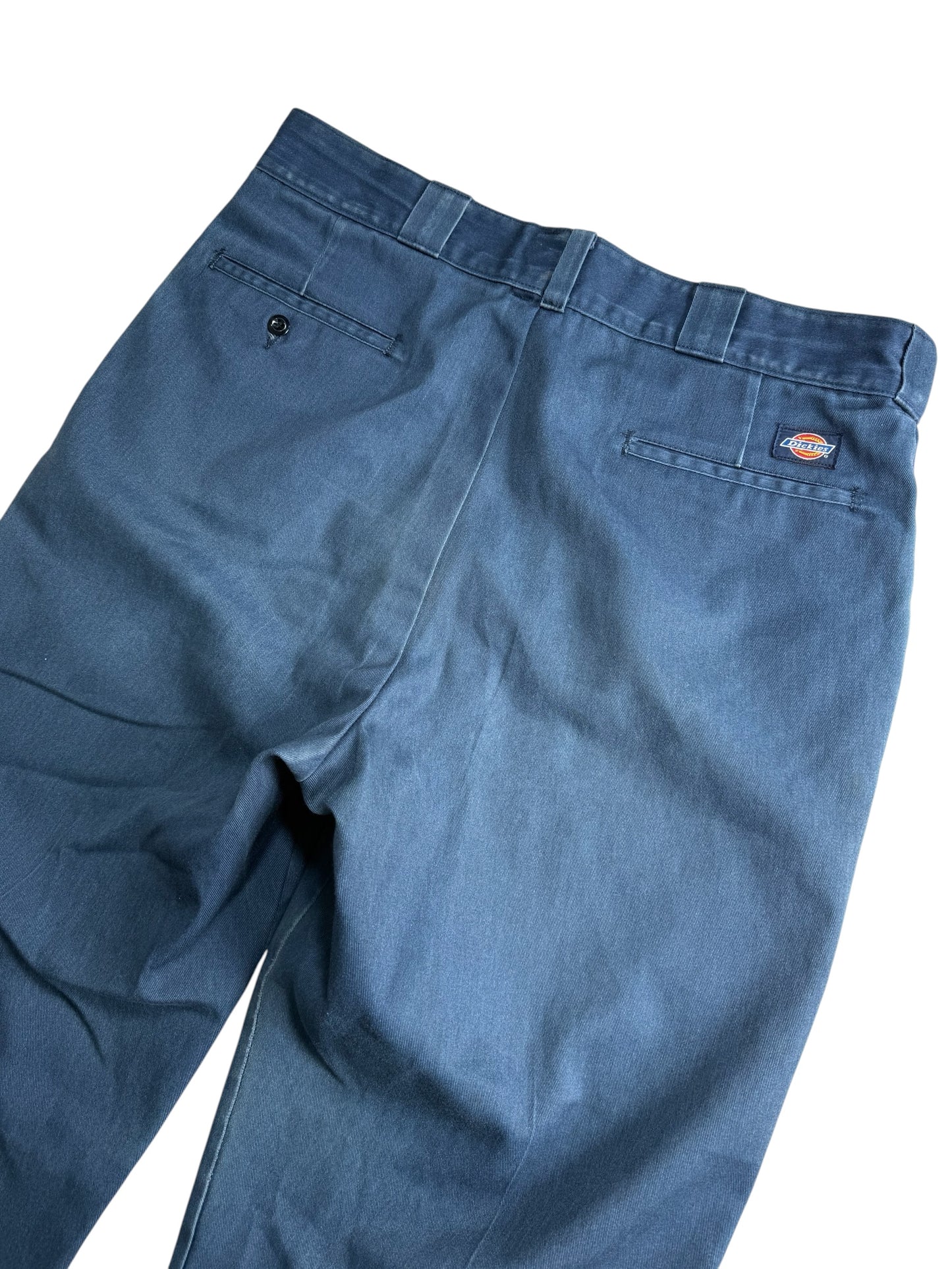 Vintage Dickies Cut-Off Work Pants Distressed Hem Blue Workwear