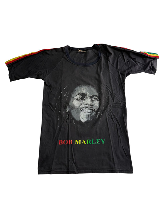 Vintage Bob Marley Rasta Stripe Sleeve Raglan Tshirt