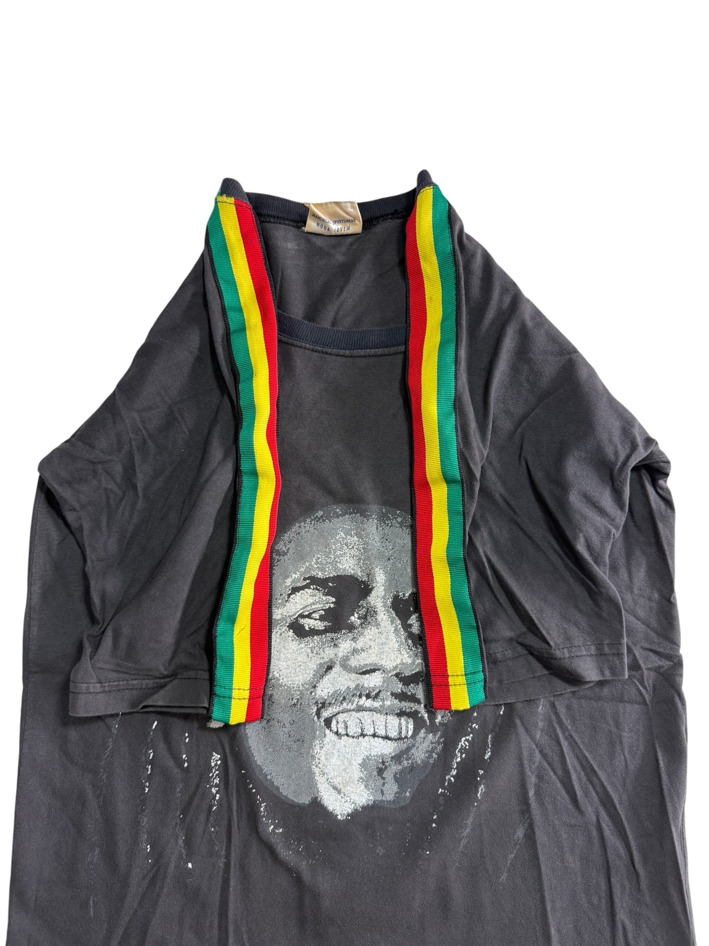 Vintage Bob Marley Rasta Stripe Sleeve Raglan Tshirt