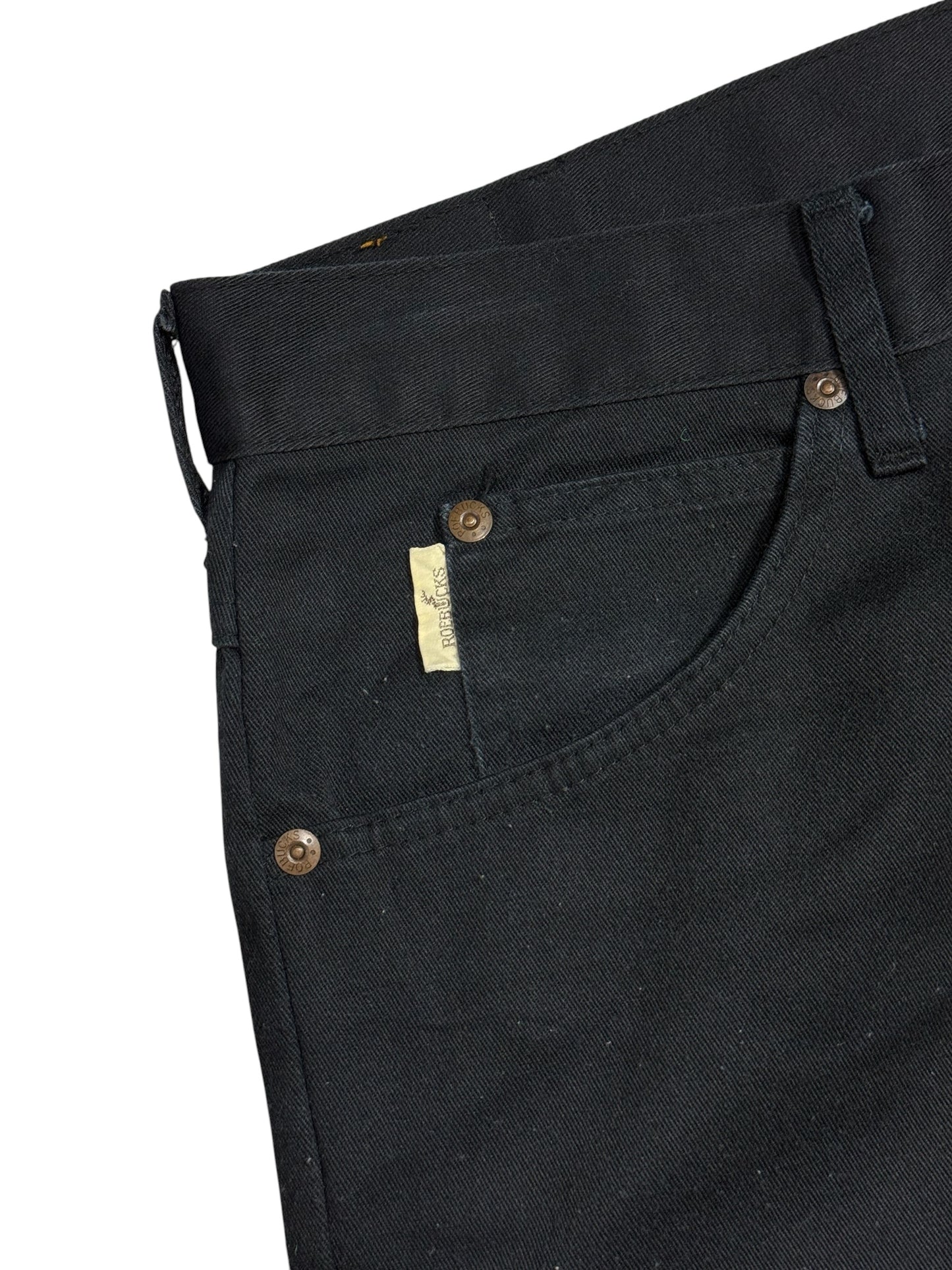 Vintage Roebucks Black Work Pants Straight Fit Made In Usa