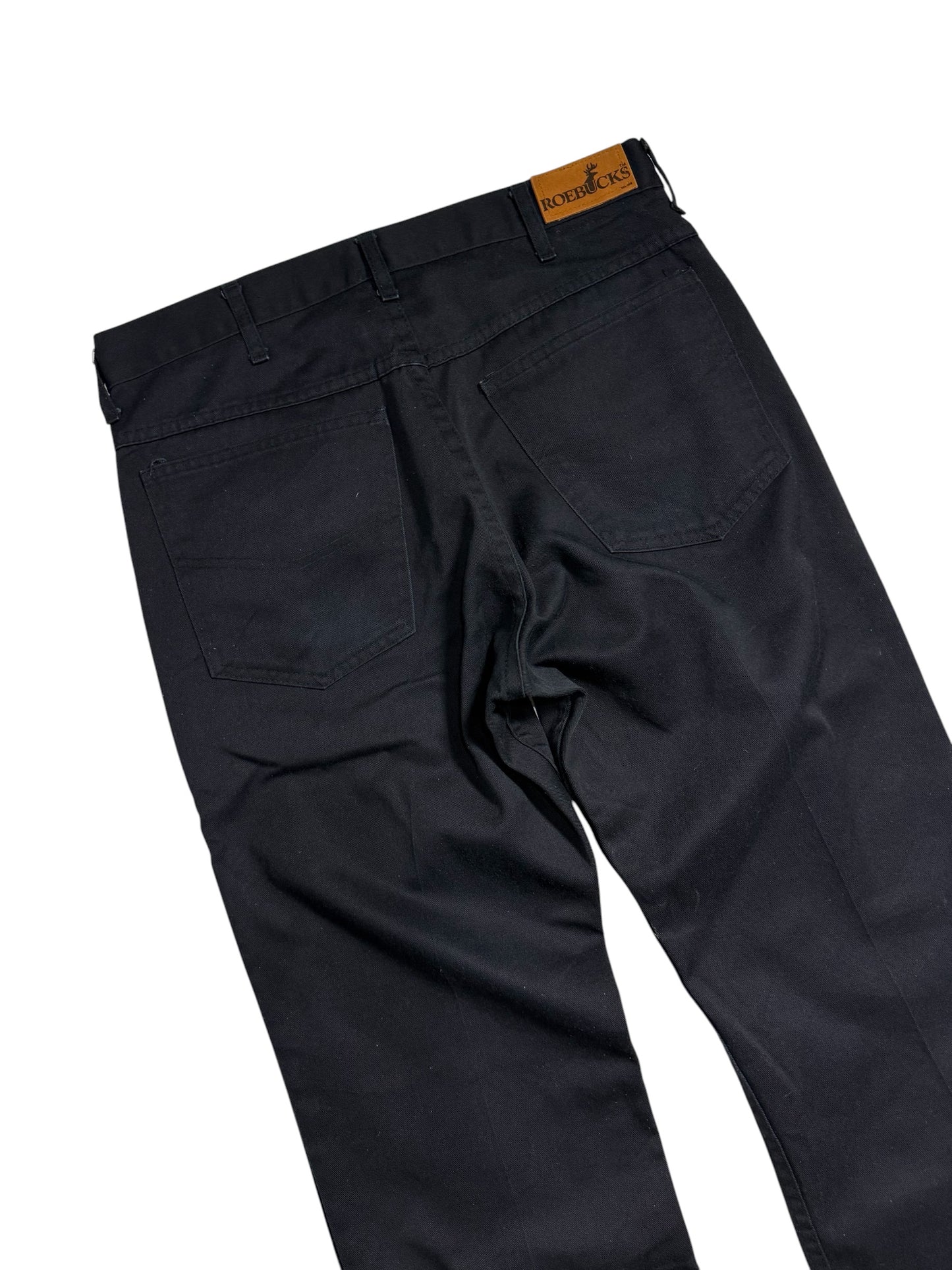 Vintage Roebucks Black Work Pants Straight Fit Made In Usa