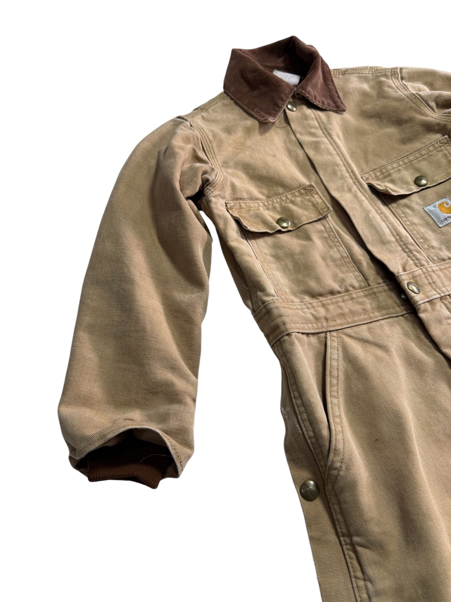 Vintage Carhartt Kids Duck Canvas Coverall Brown Quilted Lined Workwear