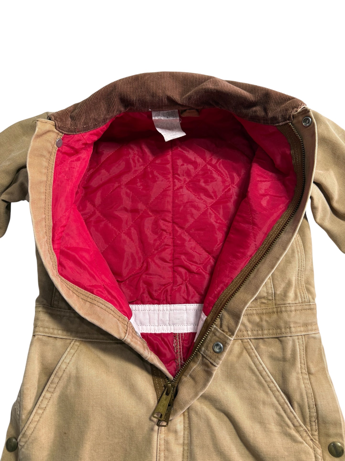 Vintage Carhartt Kids Duck Canvas Coverall Brown Quilted Lined Workwear