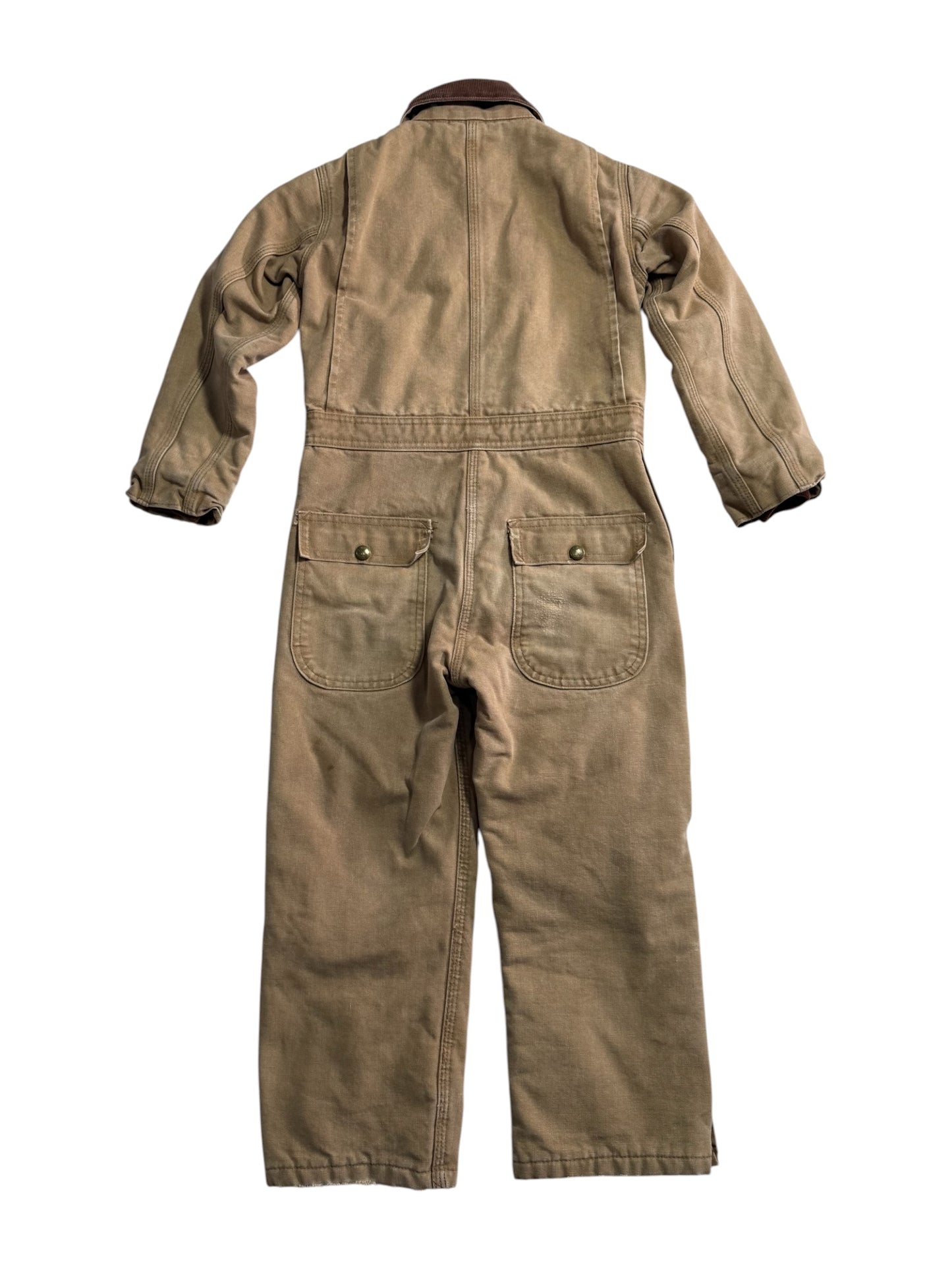 Vintage Carhartt Kids Duck Canvas Coverall Brown Quilted Lined Workwear