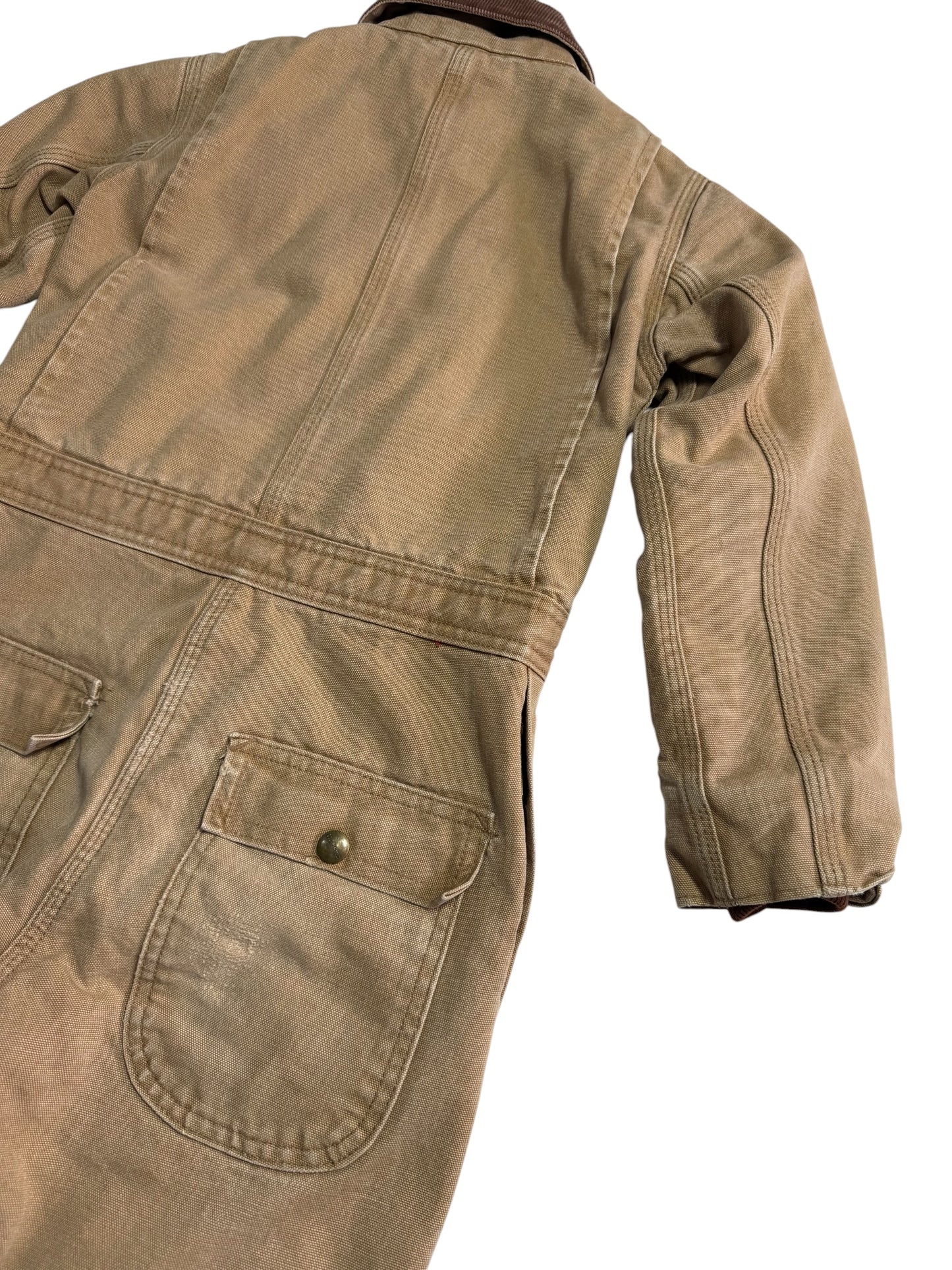 Vintage Carhartt Kids Duck Canvas Coverall Brown Quilted Lined Workwear