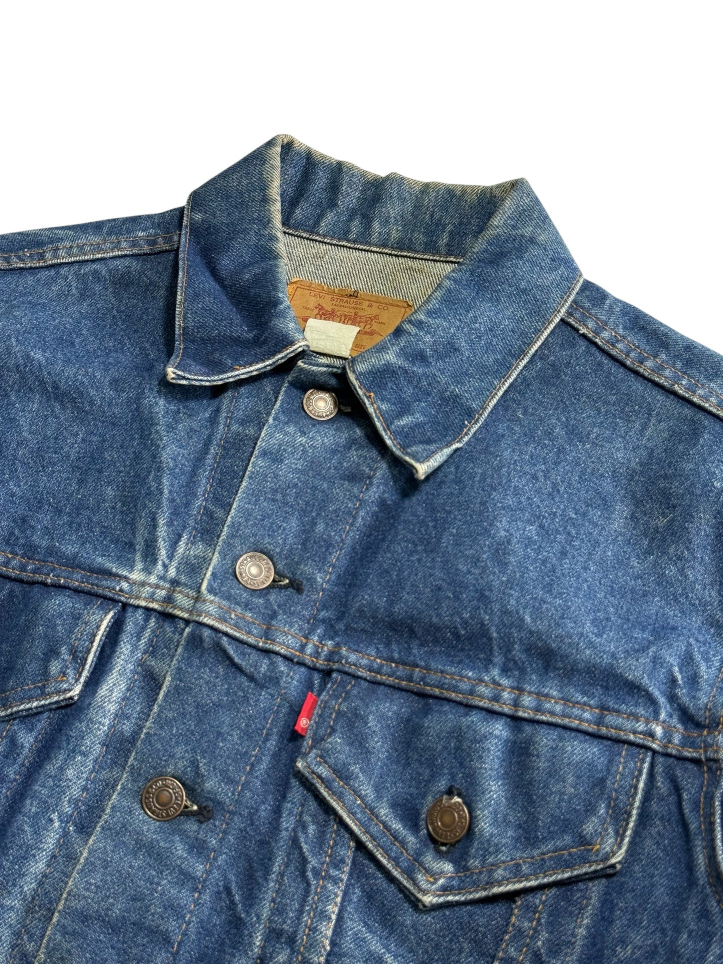 Vintage 1970s Levis 70505-0217 Denim Jacket Single R Blank Tab