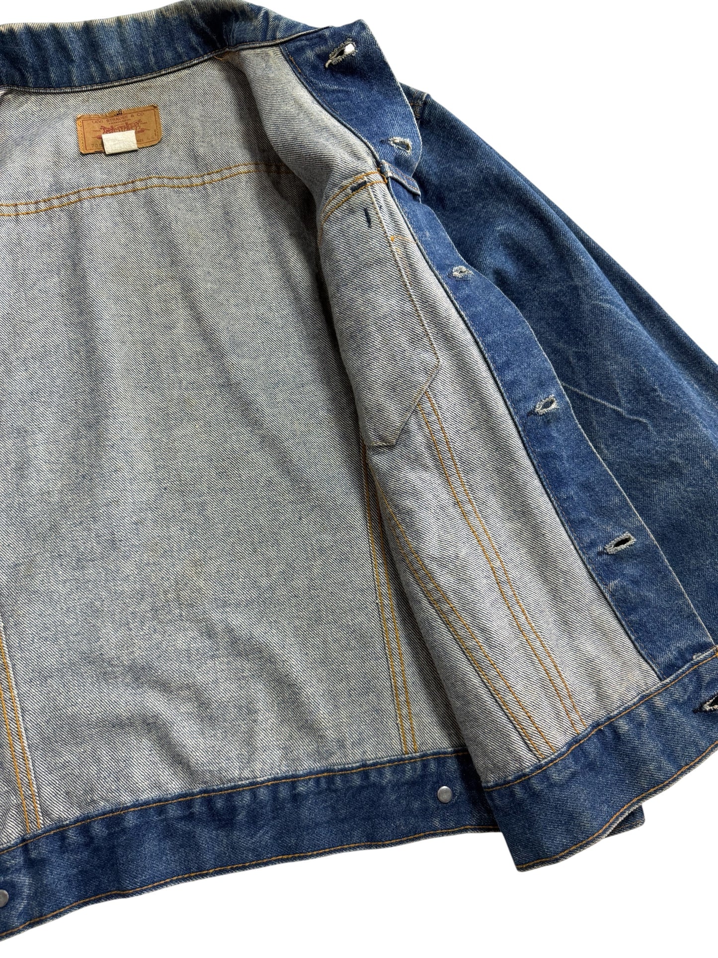 Vintage 1970s Levis 70505-0217 Denim Jacket Single R Blank Tab
