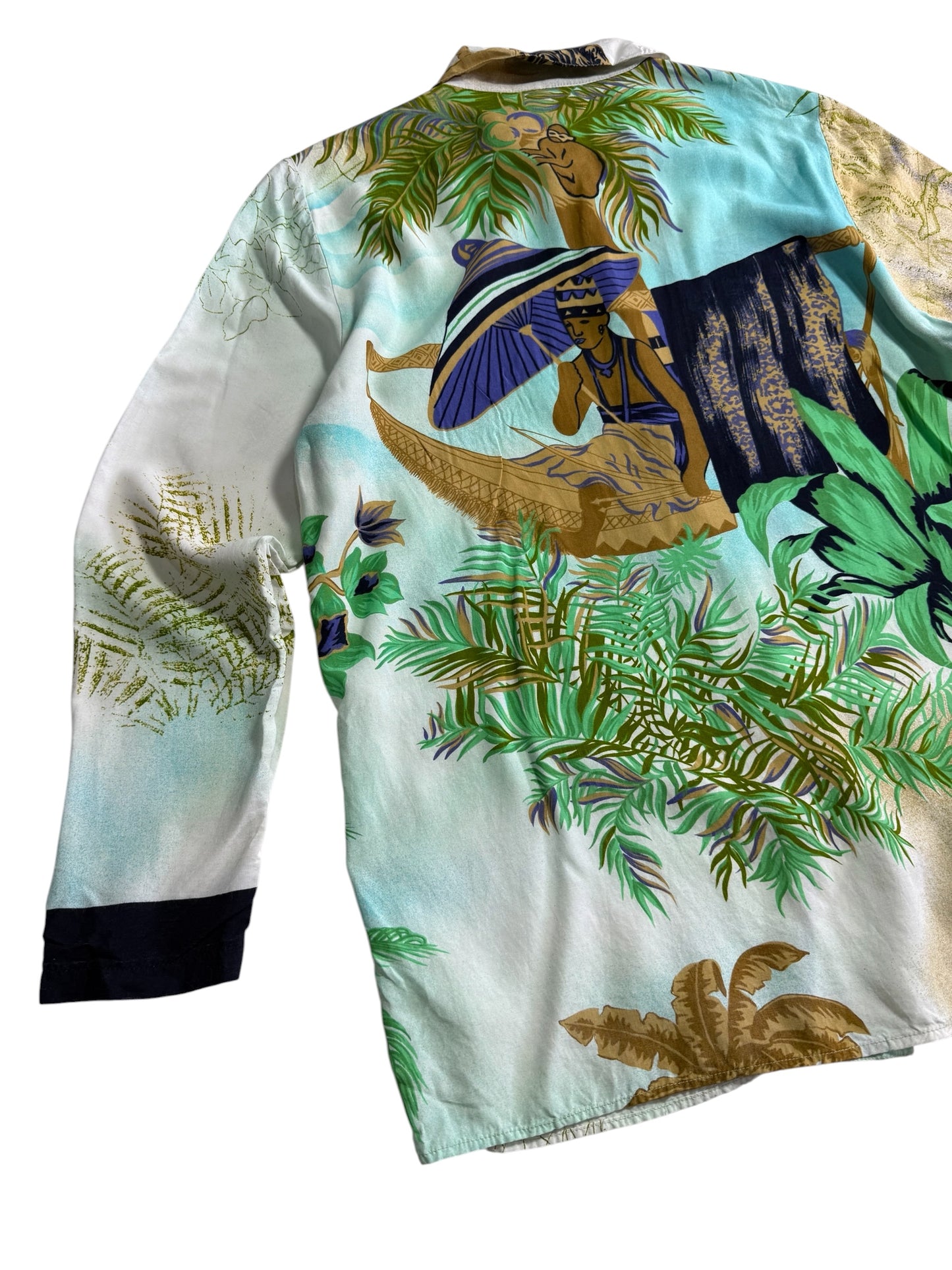 Vintage Mae West Italia Tropical Map Print Viscose Women Blouse Made in Italy
