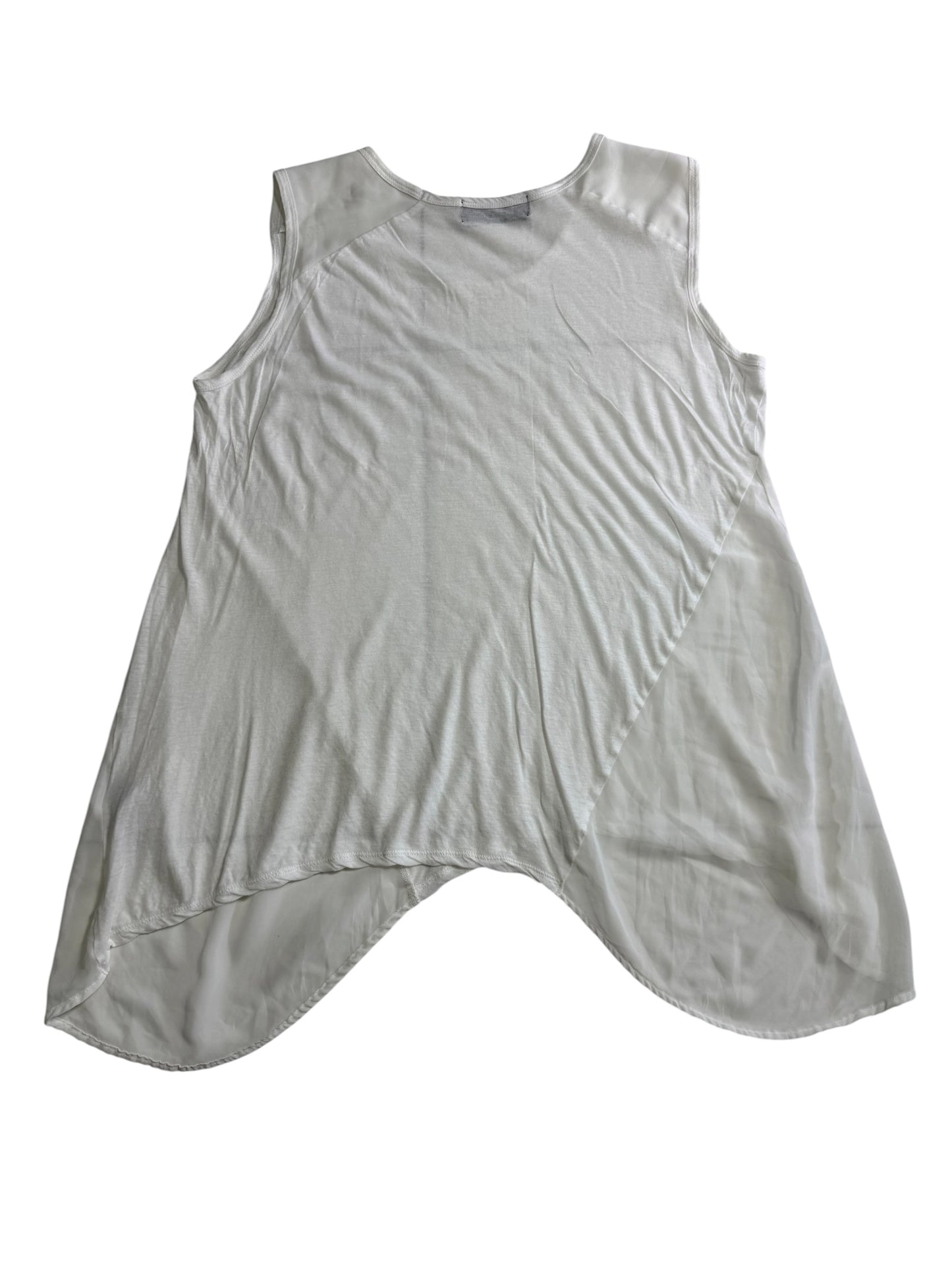 Zucca White Asymmetrical Layered Tank Top Sheer Panel