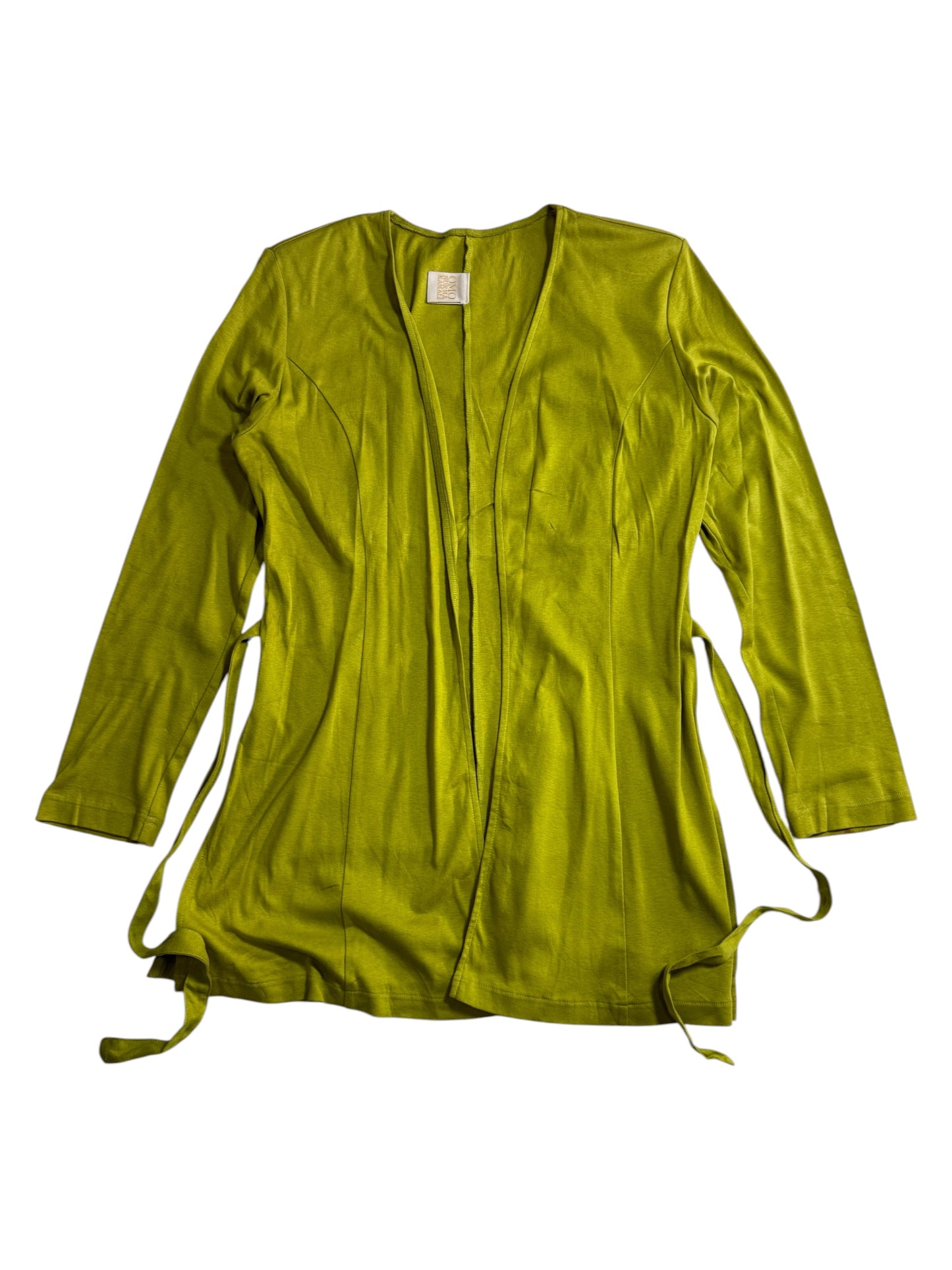 Omo Norma Kamali Japan Draped Open Front Cardigan Lime Green