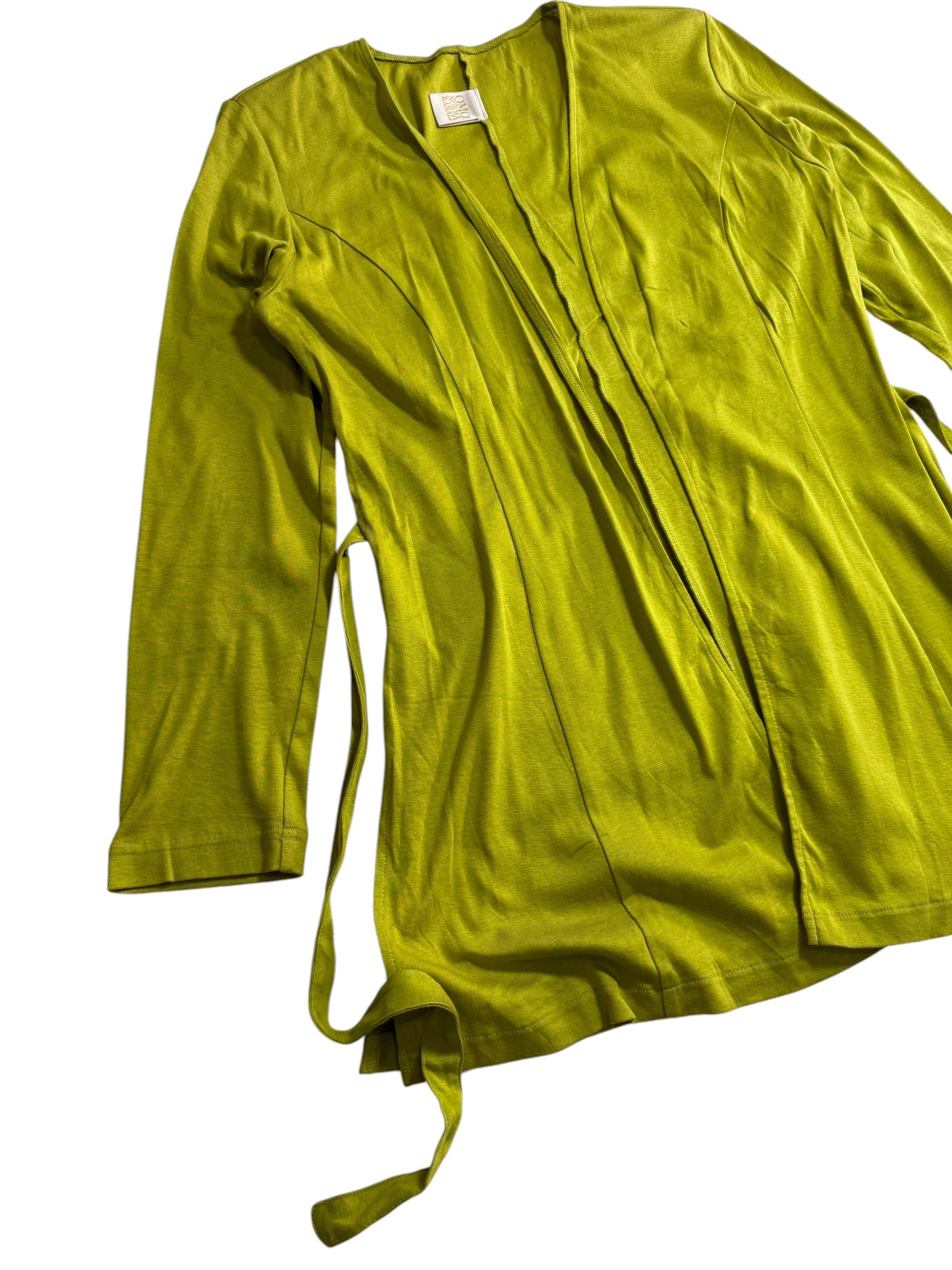 Omo Norma Kamali Japan Draped Open Front Cardigan Lime Green