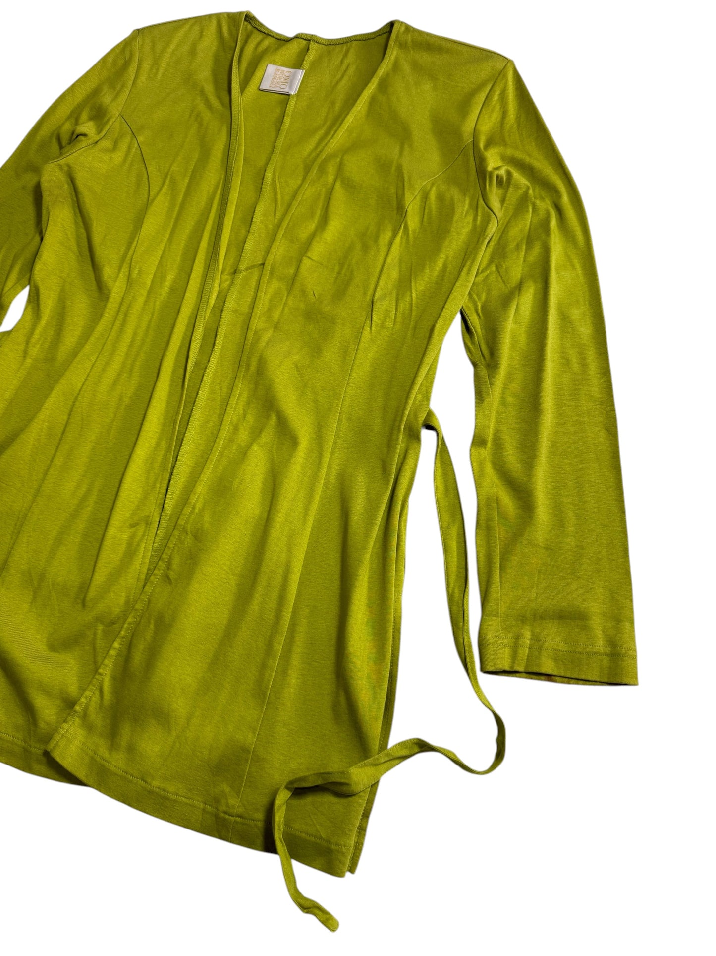 Omo Norma Kamali Japan Draped Open Front Cardigan Lime Green