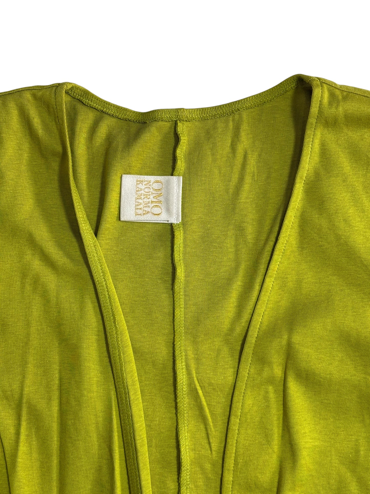 Omo Norma Kamali Japan Draped Open Front Cardigan Lime Green