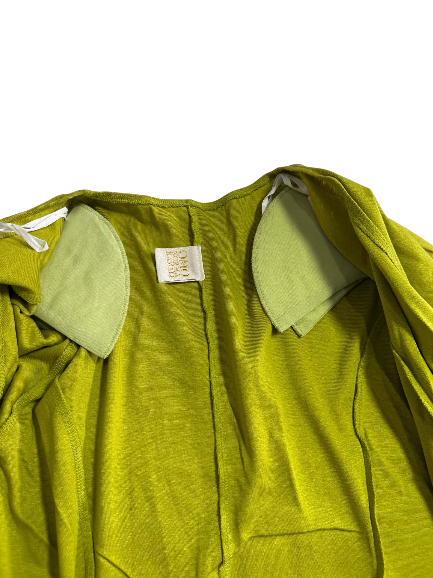 Omo Norma Kamali Japan Draped Open Front Cardigan Lime Green