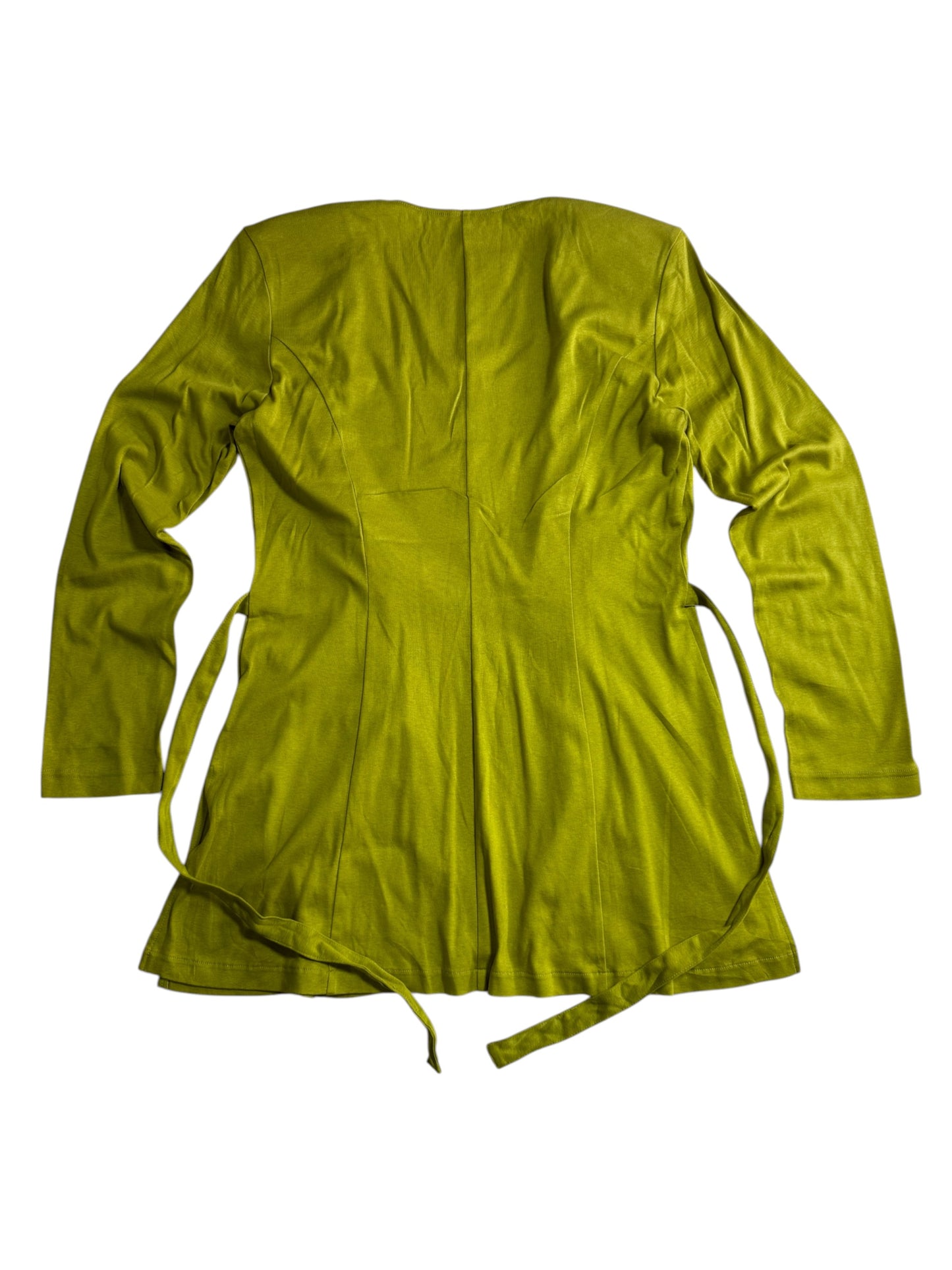 Omo Norma Kamali Japan Draped Open Front Cardigan Lime Green