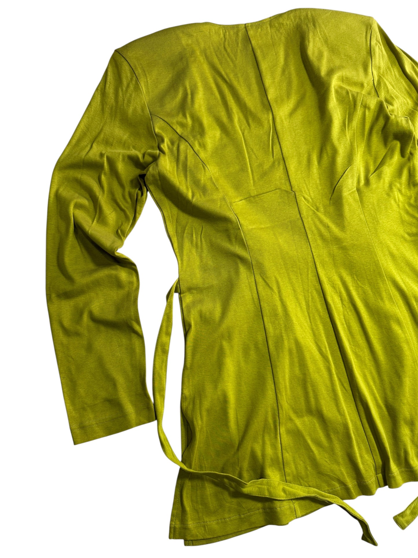Omo Norma Kamali Japan Draped Open Front Cardigan Lime Green