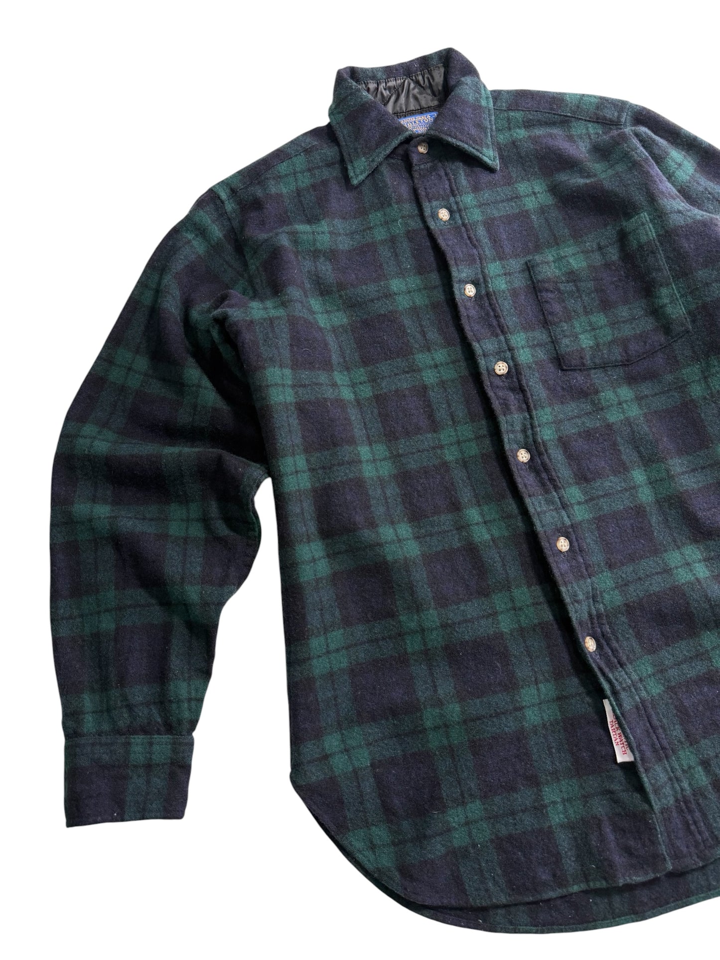 Vintage 1980s Pendleton Blackwatch Plaid Wool Shirt Jacket Made in USA