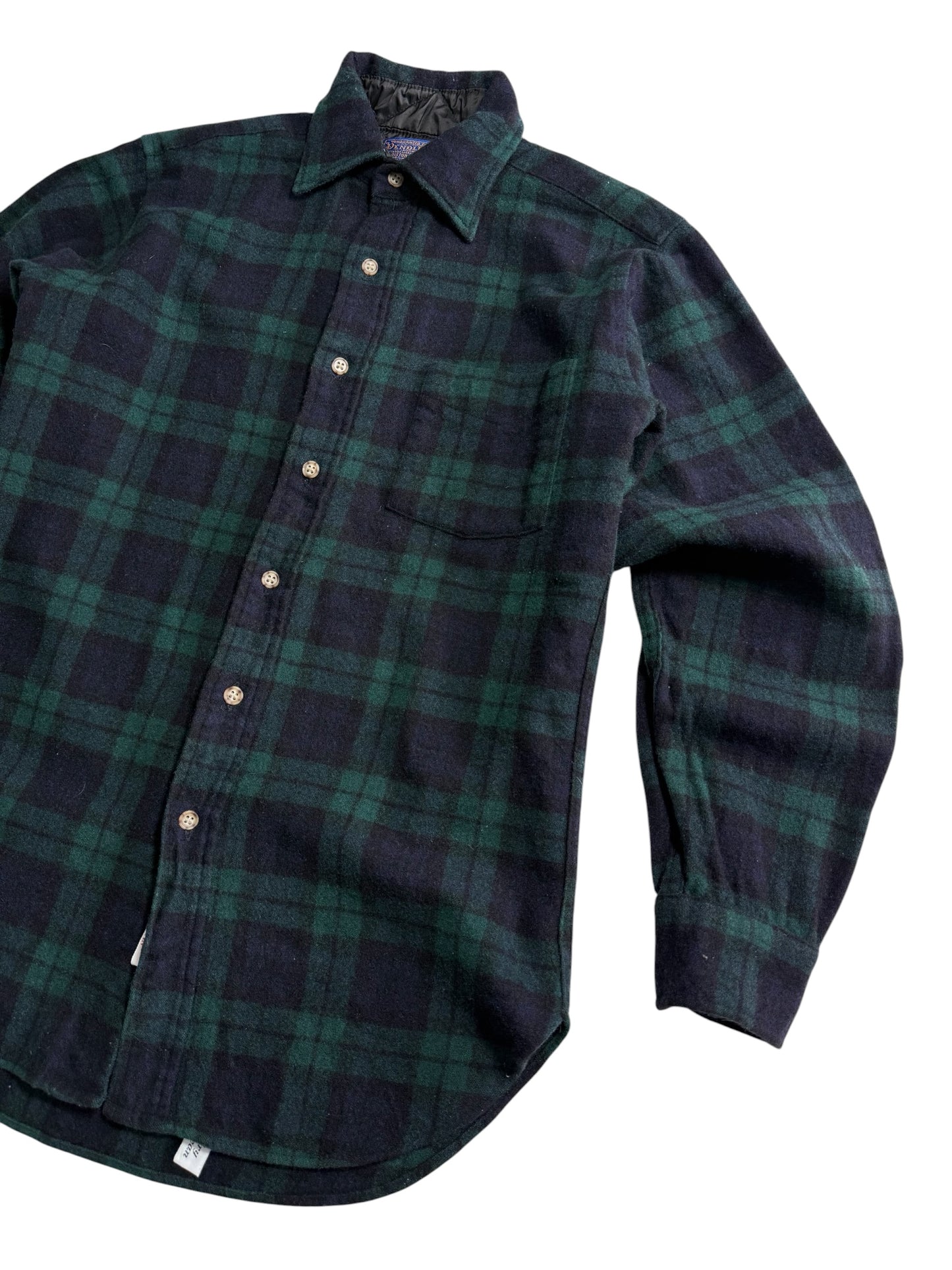Vintage 1980s Pendleton Blackwatch Plaid Wool Shirt Jacket Made in USA