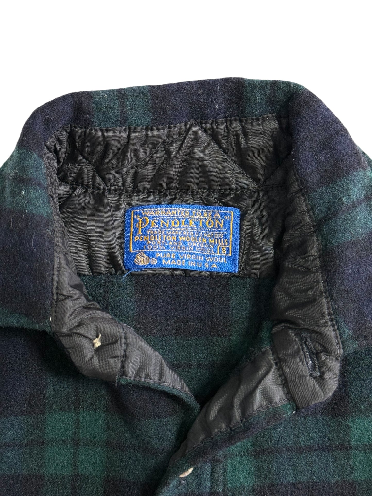 Vintage 1980s Pendleton Blackwatch Plaid Wool Shirt Jacket Made in USA
