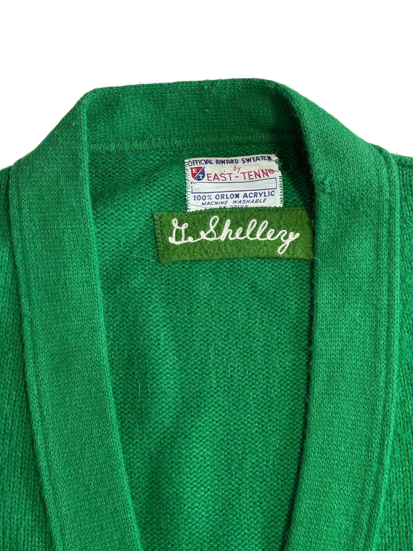 Vintage 1970s Varsity Letterman Cardigan Green “C” Patch Award Sweater USA