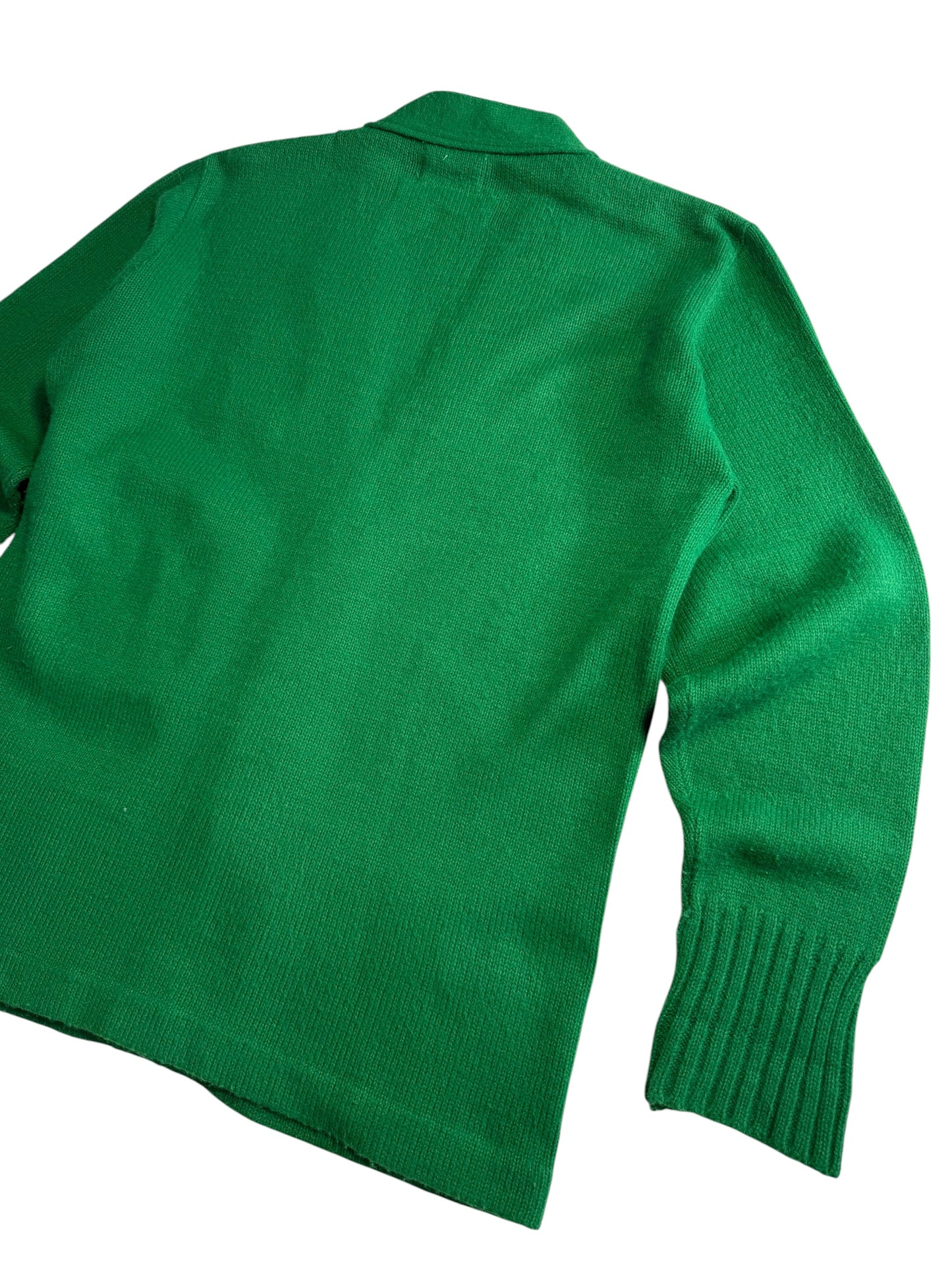 Vintage 1970s Varsity Letterman Cardigan Green “C” Patch Award Sweater USA