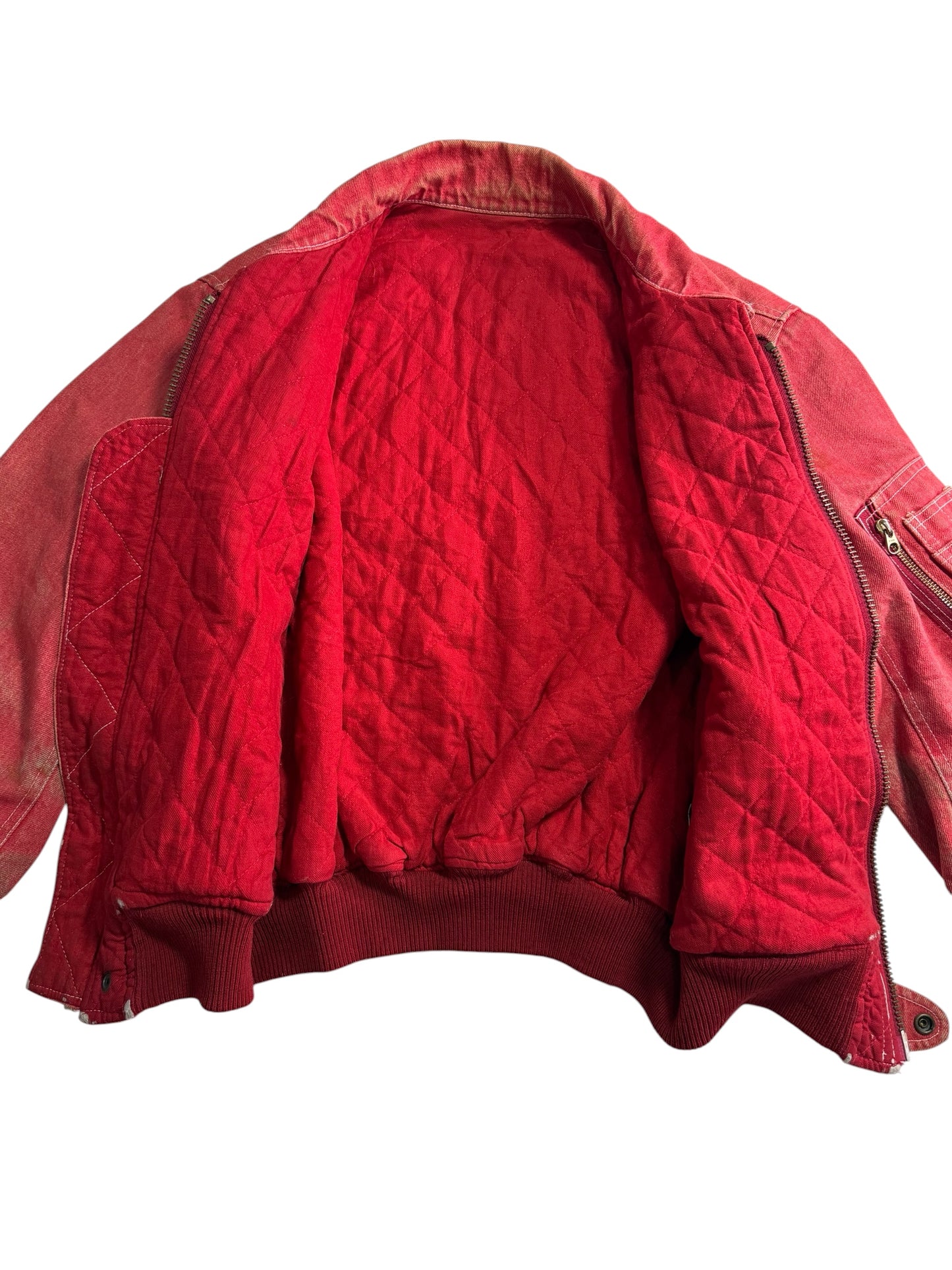 Vintage Pink House Denim Bomber Jacket