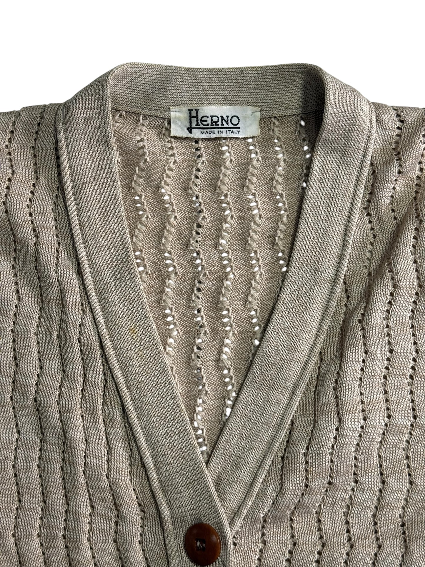Vintage Herno Made in Italy Knit Cardigan Beige Textured Women Sweater