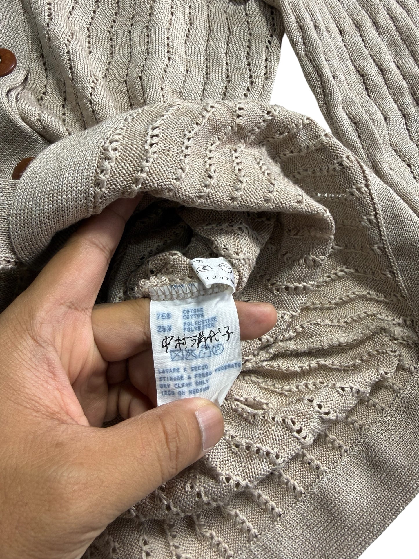 Vintage Herno Made in Italy Knit Cardigan Beige Textured Women Sweater
