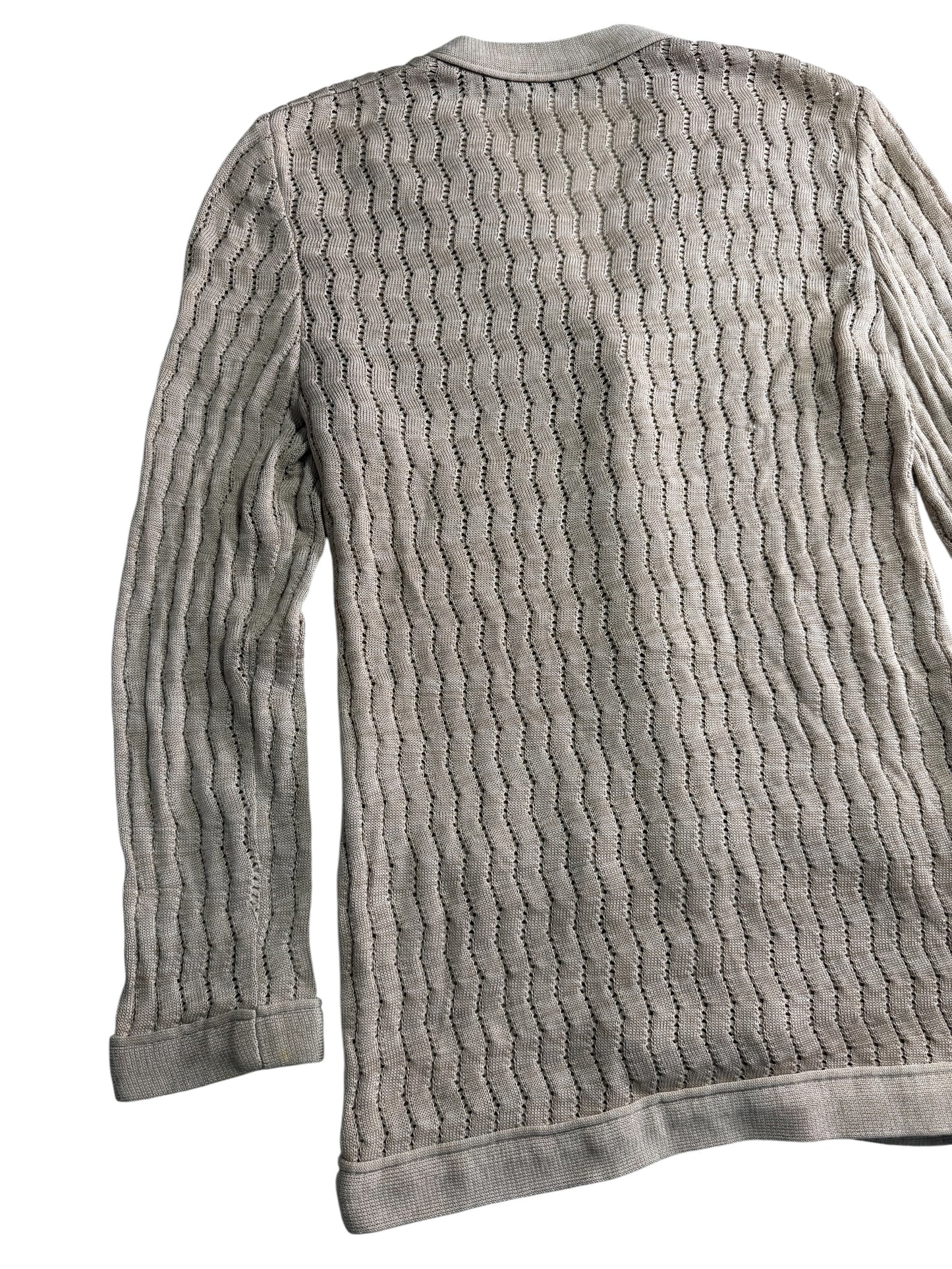 Vintage Herno Made in Italy Knit Cardigan Beige Textured Women Sweater