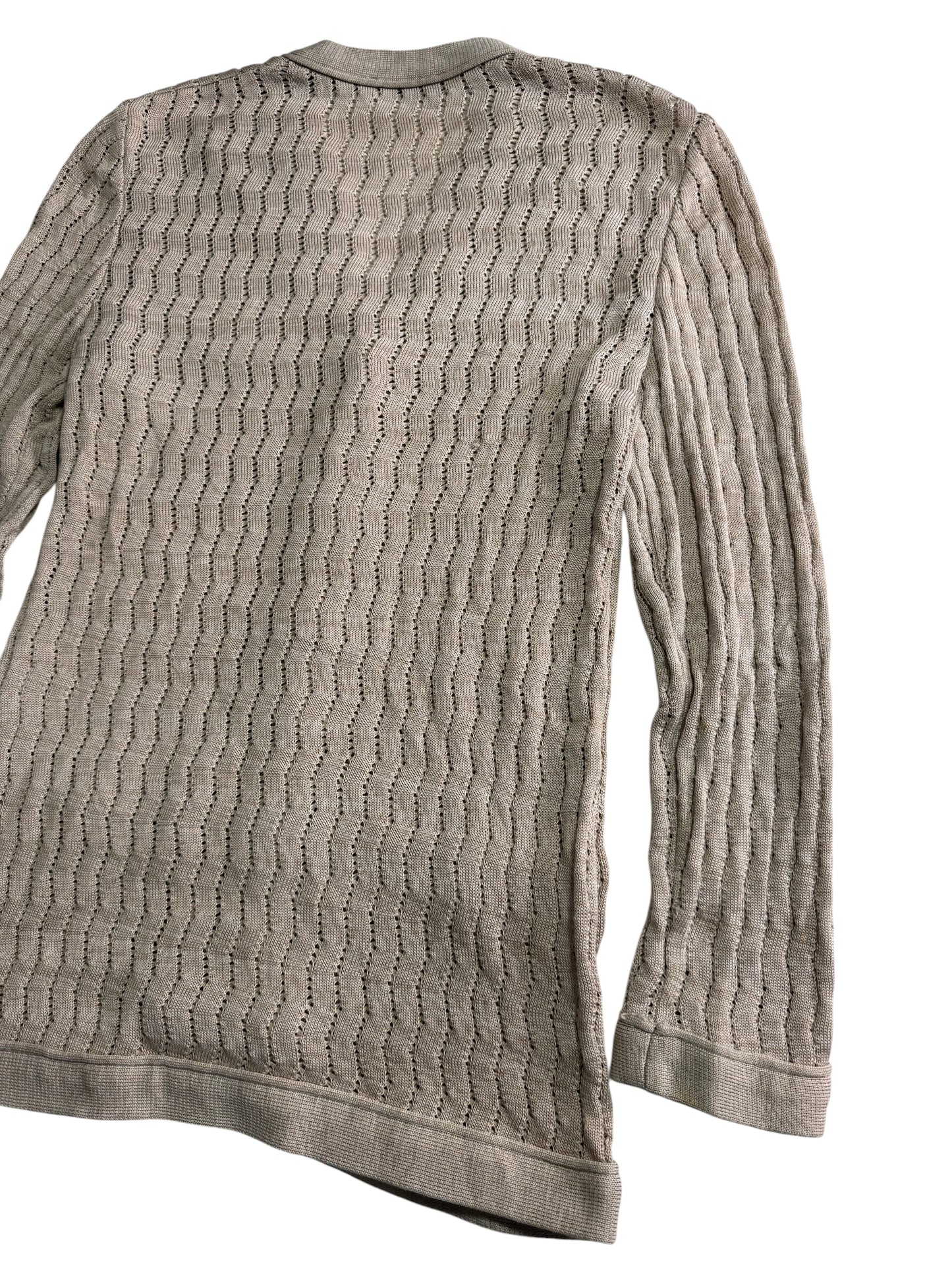 Vintage Herno Made in Italy Knit Cardigan Beige Textured Women Sweater