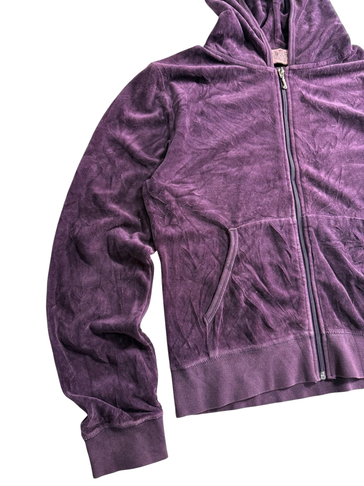 Vintage Juicy Couture Velour Zip Hoodie Purple Crown Logo Y2K