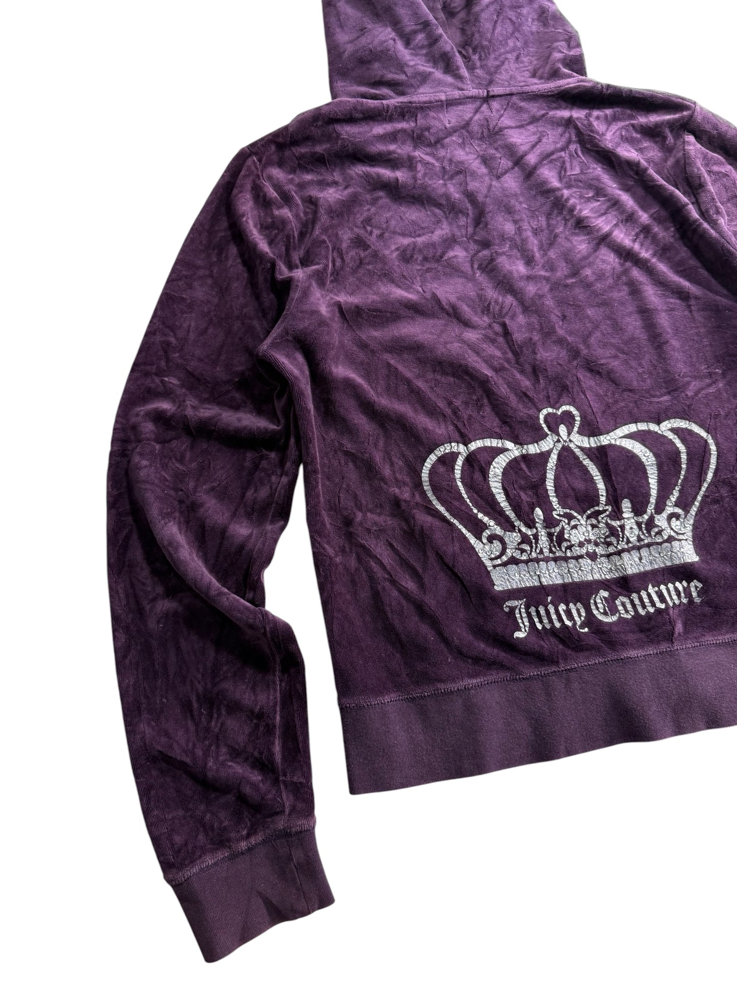 Vintage Juicy Couture Velour Zip Hoodie Purple Crown Logo Y2K