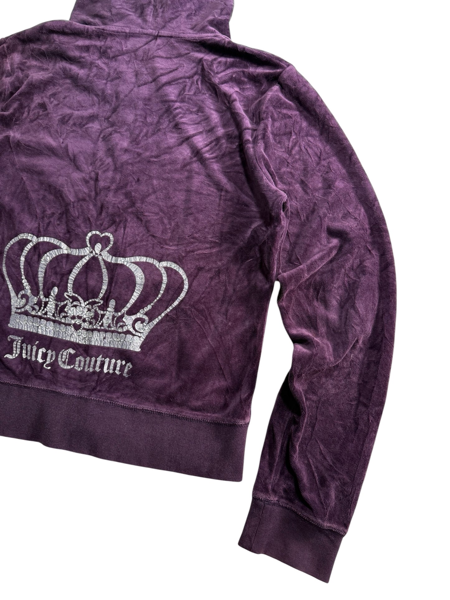 Vintage Juicy Couture Velour Zip Hoodie Purple Crown Logo Y2K