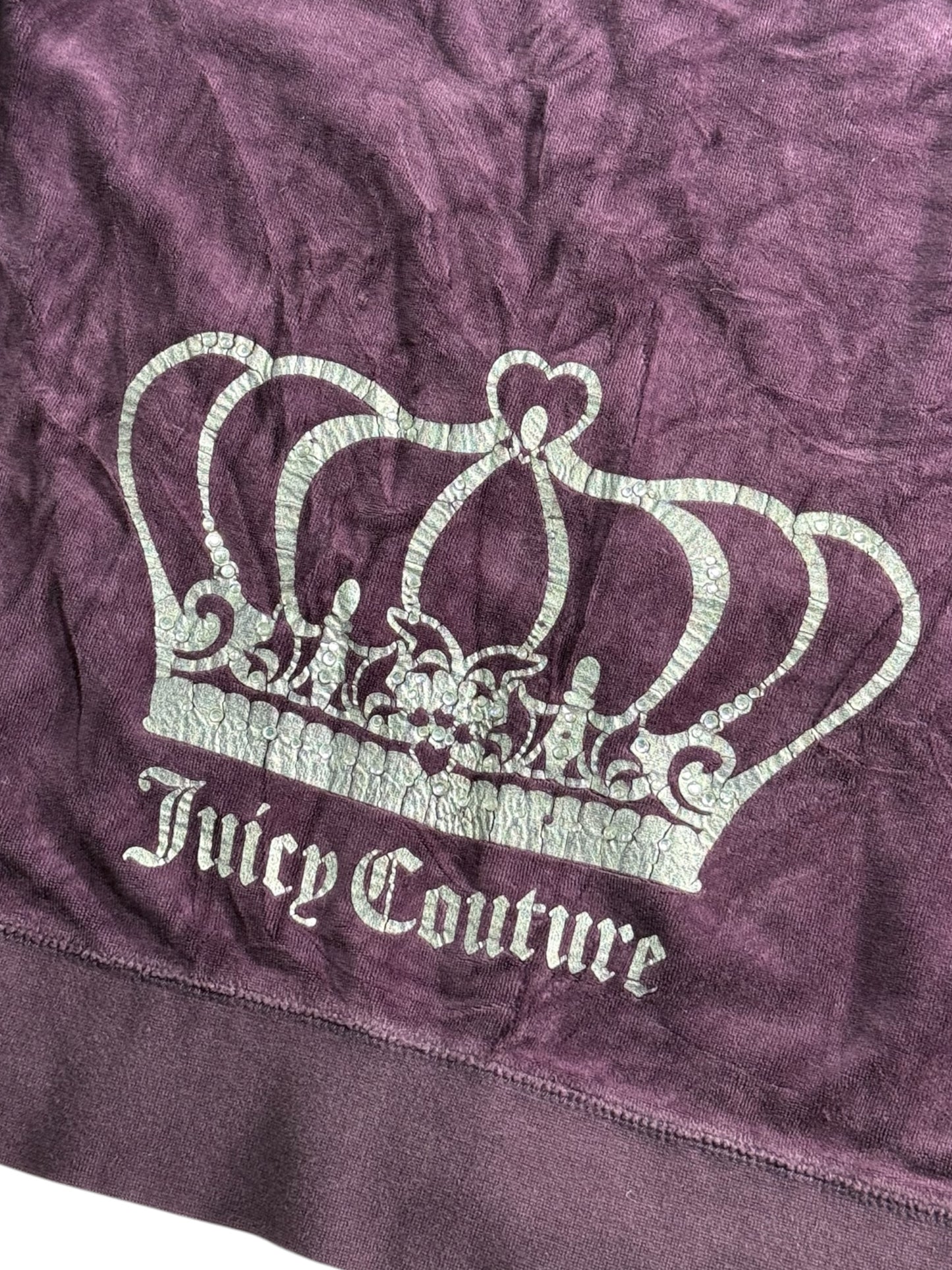 Vintage Juicy Couture Velour Zip Hoodie Purple Crown Logo Y2K
