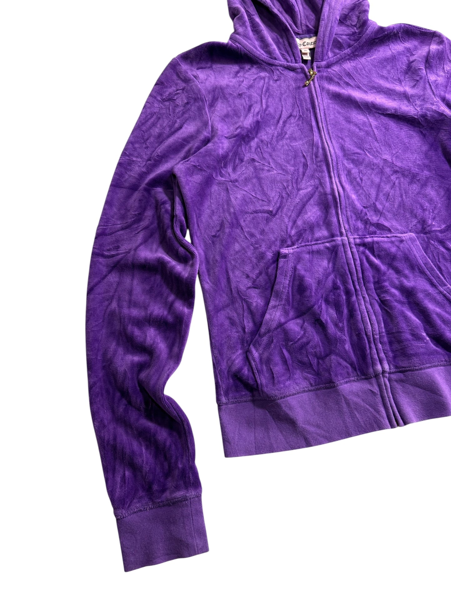 Vintage Juicy Couture Velour Zip Hoodie Purple Embroidered Logo Y2K