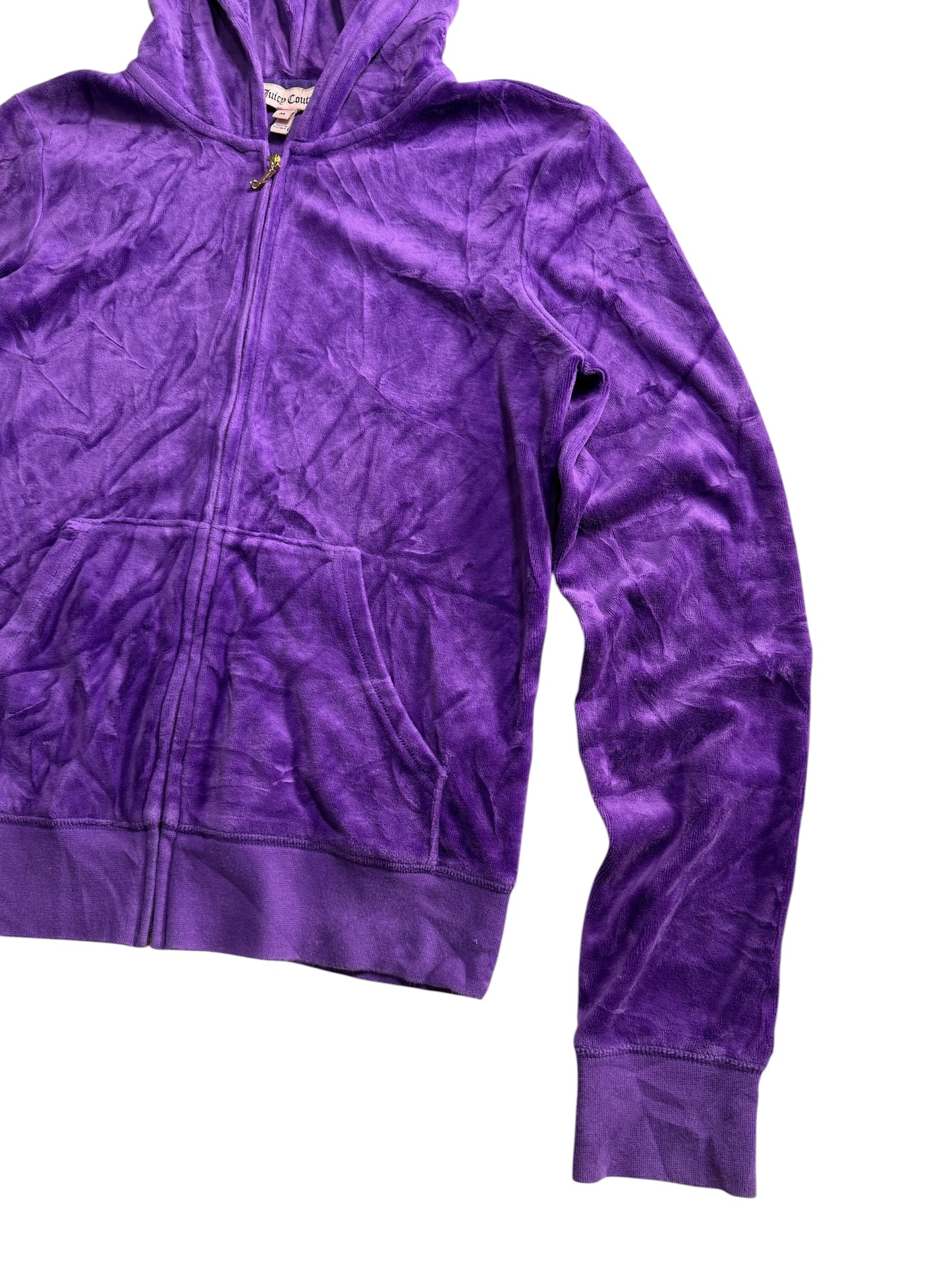 Vintage Juicy Couture Velour Zip Hoodie Purple Embroidered Logo Y2K