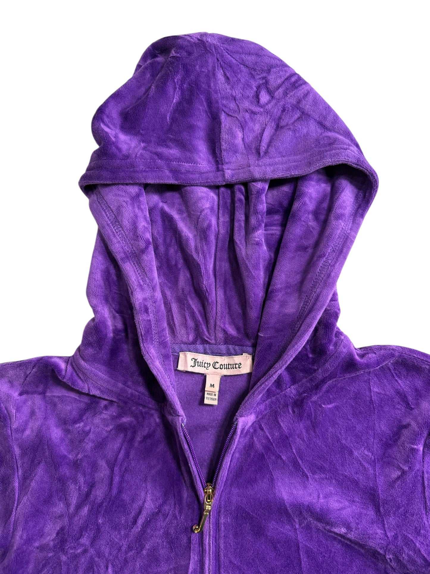 Vintage Juicy Couture Velour Zip Hoodie Purple Embroidered Logo Y2K